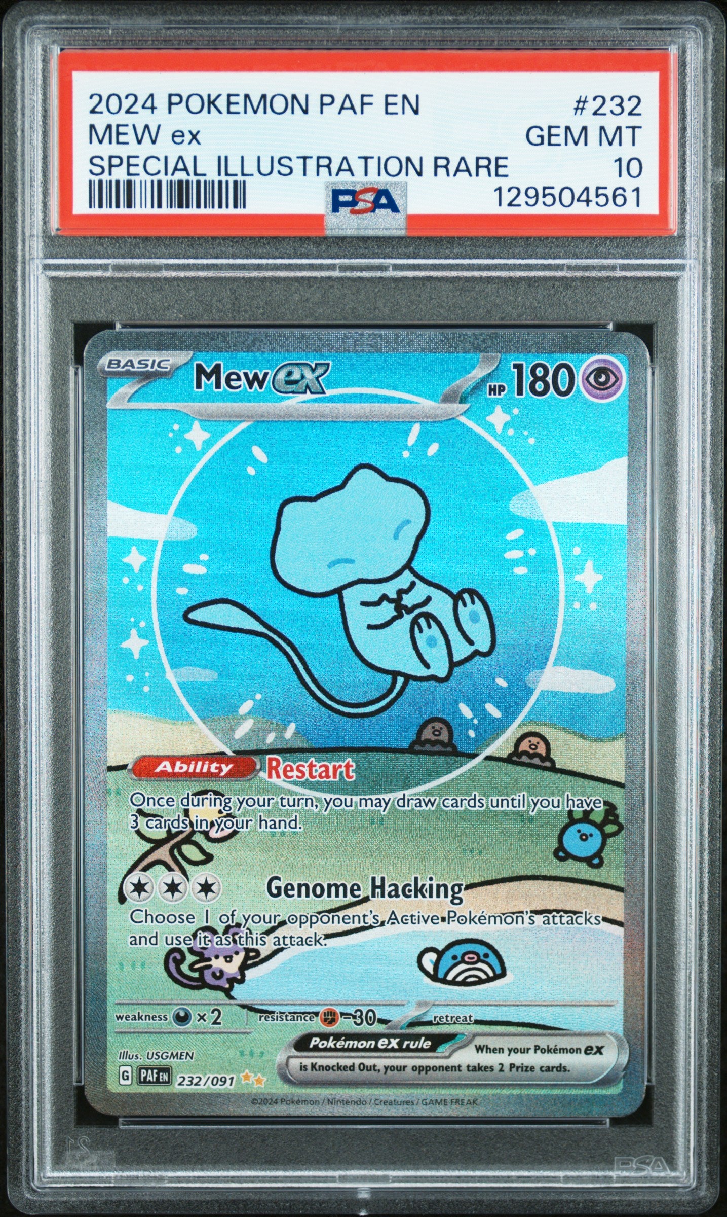 Mew ex PSA 10 2024 Pokemon Paf En Paldean Fates #232 BUBBLE MEW