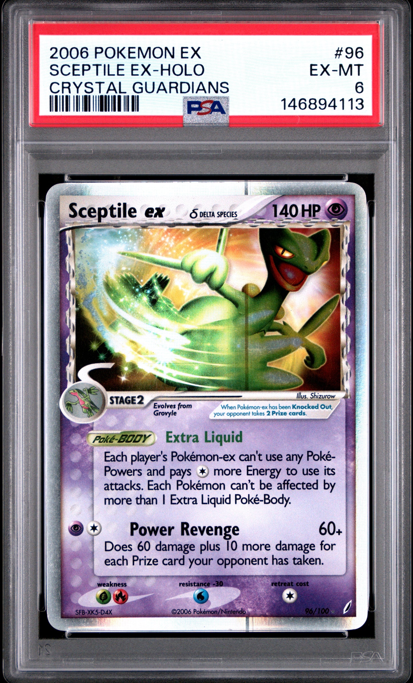 Sceptile ex Holo PSA 6 2006 Pokemon Ex Crystal Guardians #96