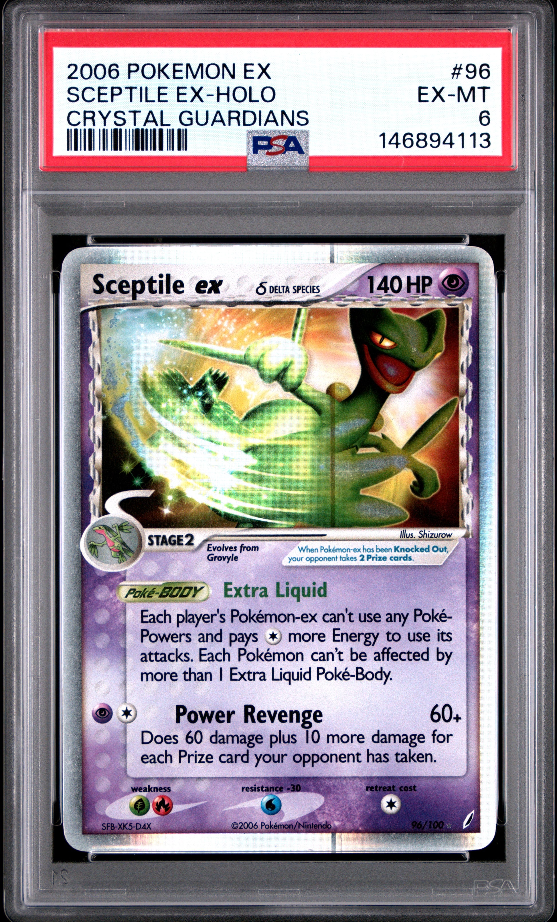 Sceptile ex Holo PSA 6 2006 Pokemon Ex Crystal Guardians #96