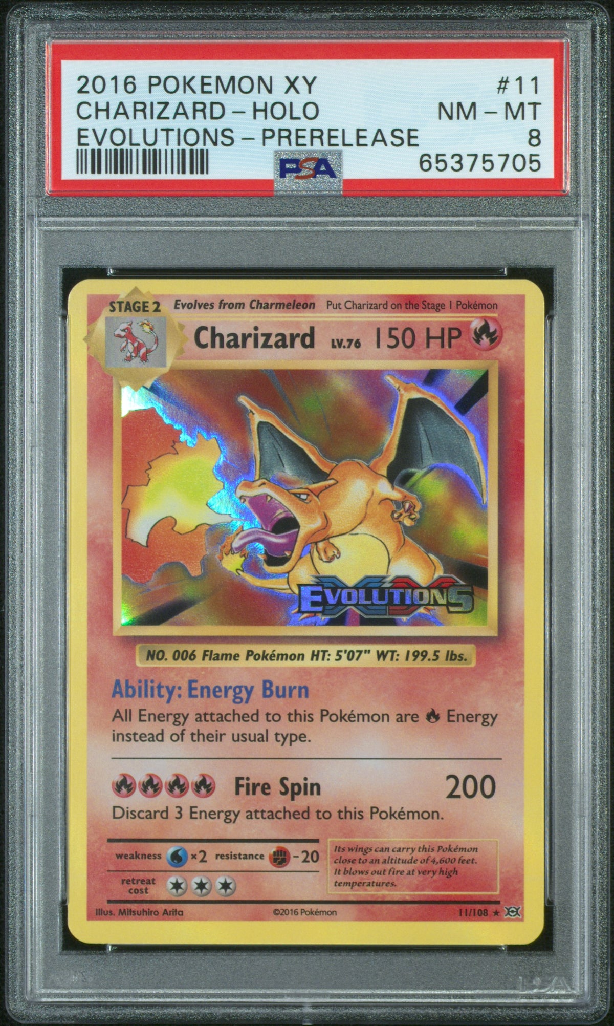 Charizard Holo Prerelease PSA 8 2016 Pokemon XY Evolutions #11