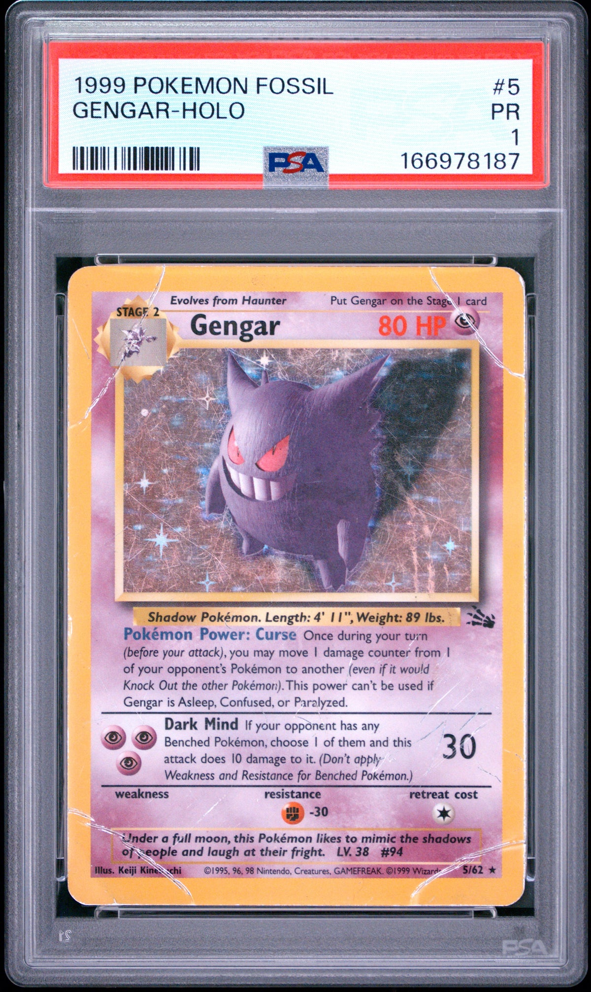 Gengar Holo PSA 1 1999 Pokemon Fossil #5