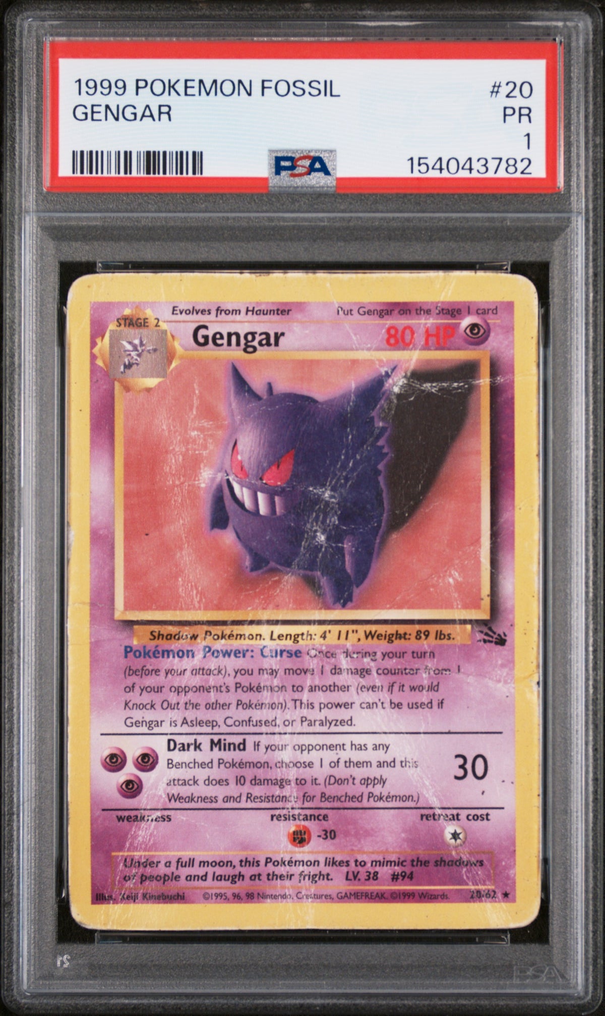 Gengar PSA 1 1999 Pokemon Fossil #20