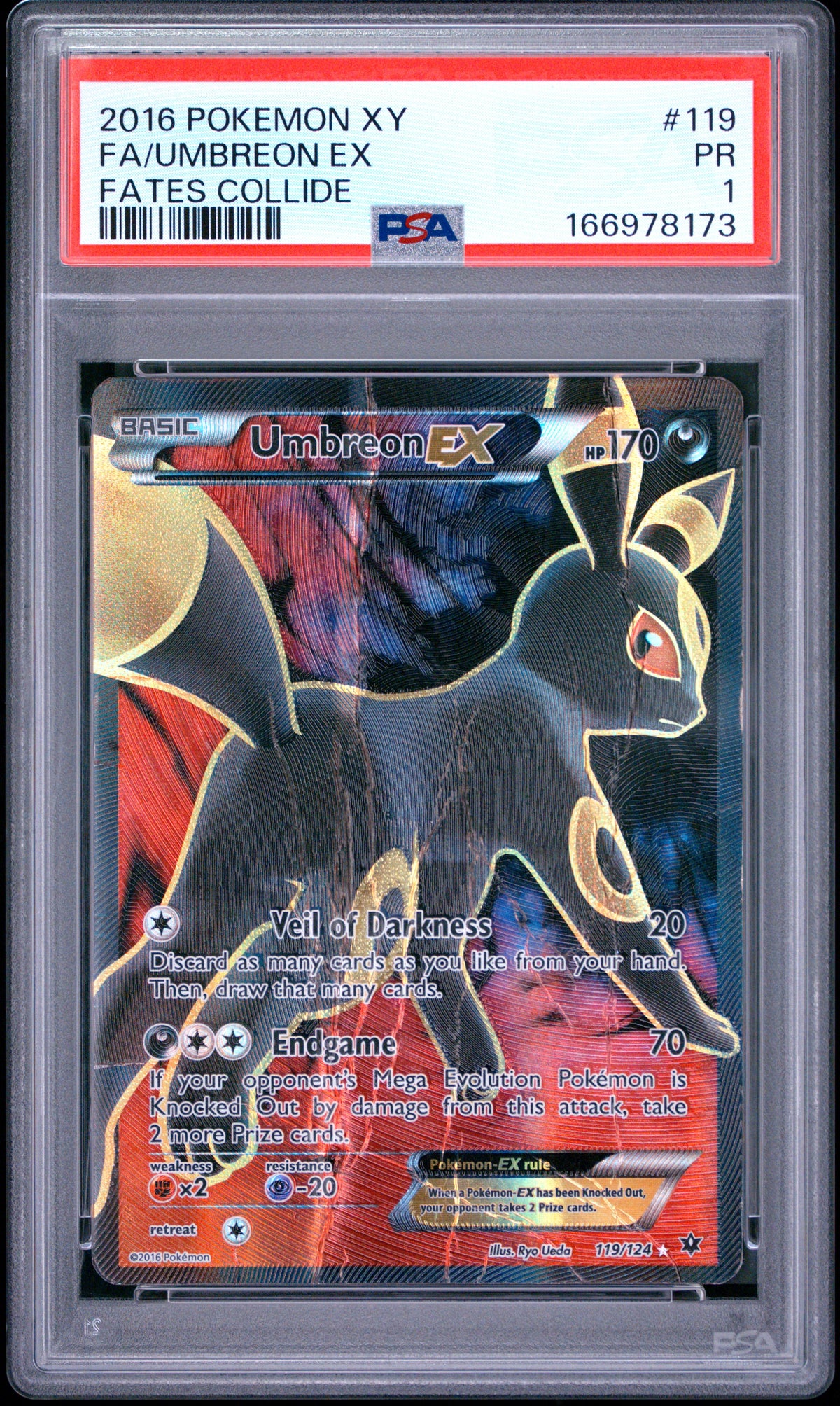 Umbreon EX PSA 1 2016 Pokemon Xy Fates Collide #119