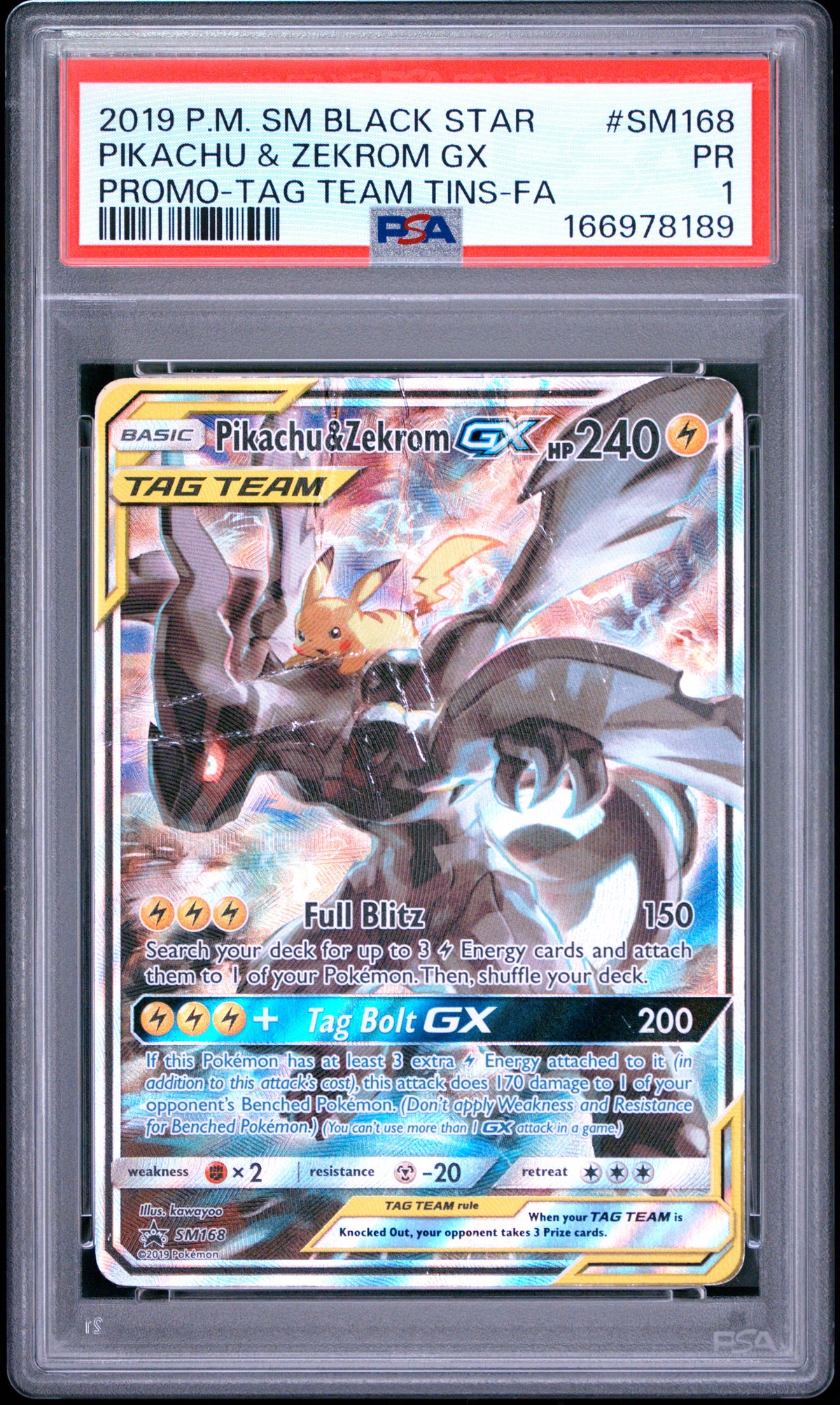 Pikachu & Zekrom GX PSA 1 2019 Pokemon Sm Black Star Promo #SM168