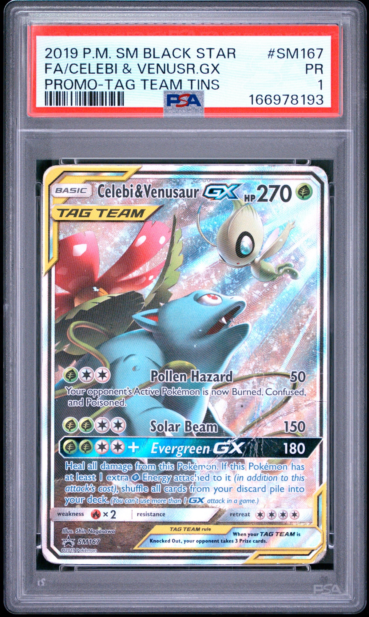 Celebi & Venusuar GX PSA 1 2019 SM Black Star Promo #SM167 LOW POP
