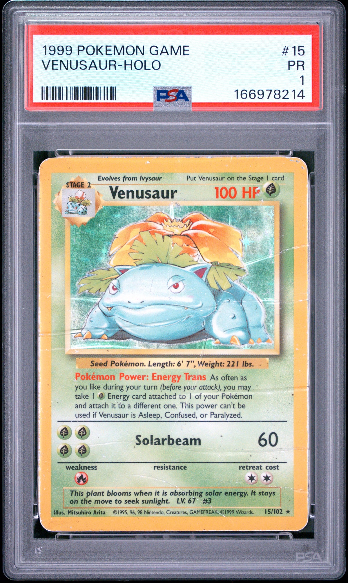 Venusaur Holo PSA 1 1999 Pokemon Base Set #15