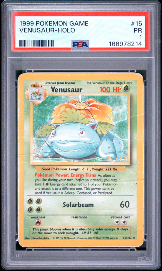 Venusaur Holo PSA 1 1999 Pokemon Base Set #15