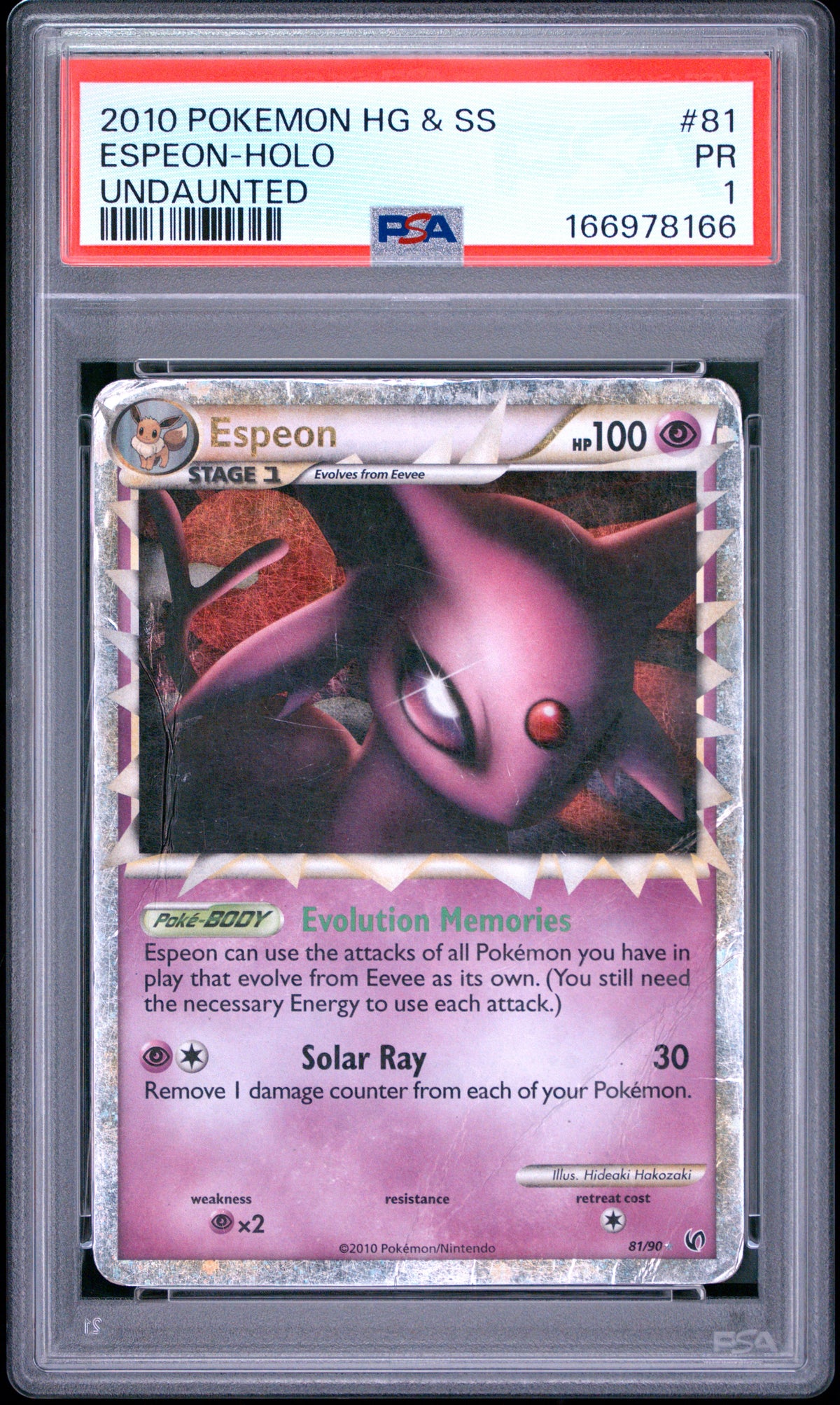 Espeon Prime Holo PSA 1 2010 Heartgold & Soulsilver Undaunted #81 LOW POP