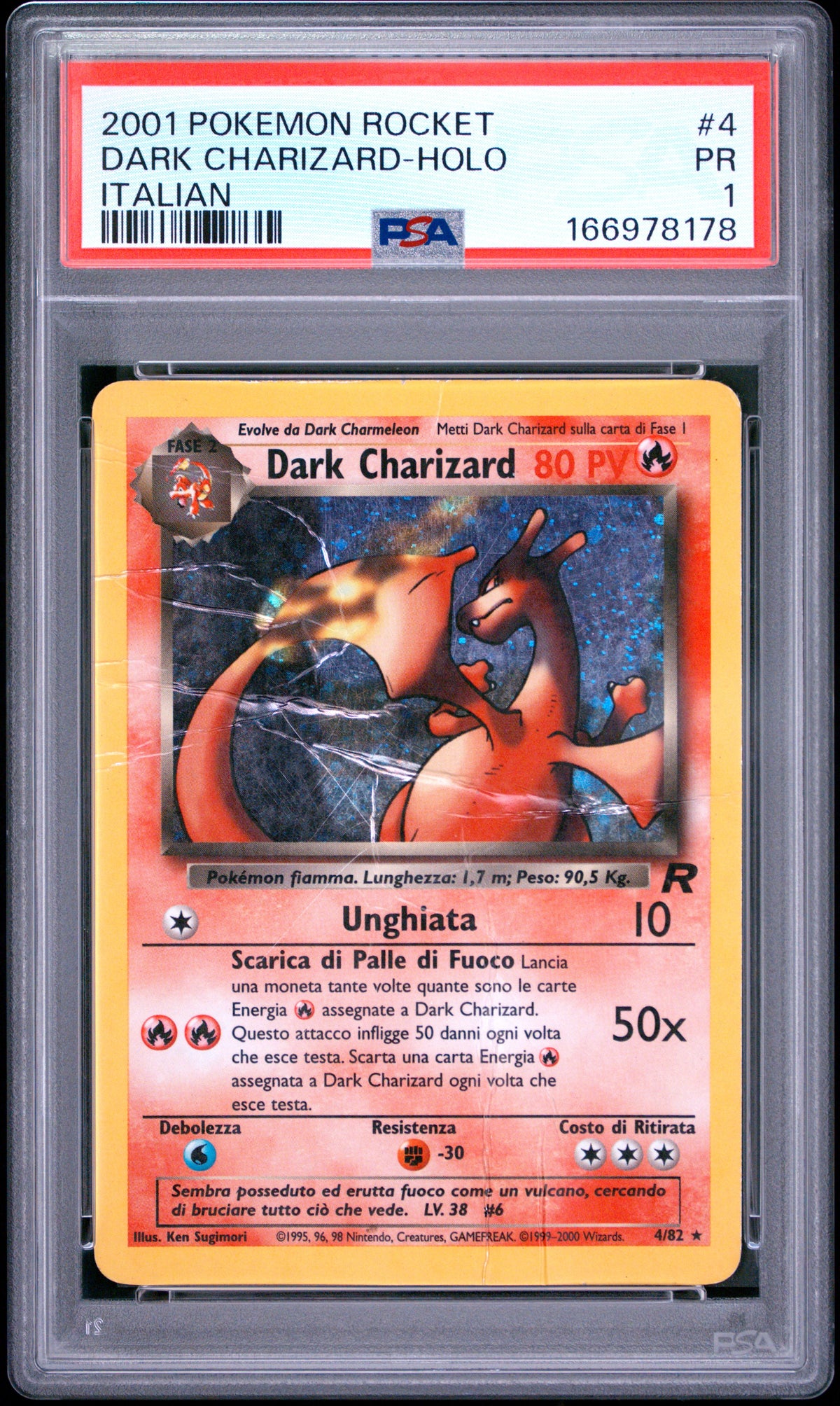 Dark Charizard Holo PSA 1 2001 Pokemon Italian Rocket #4 POP 13