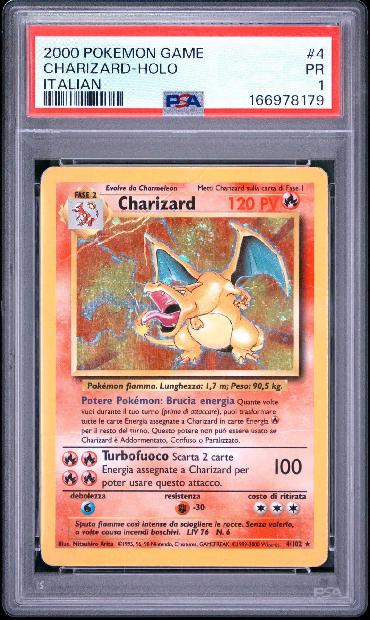 Charizard Holo Italian PSA 1 2000 Pokemon Base Set #4