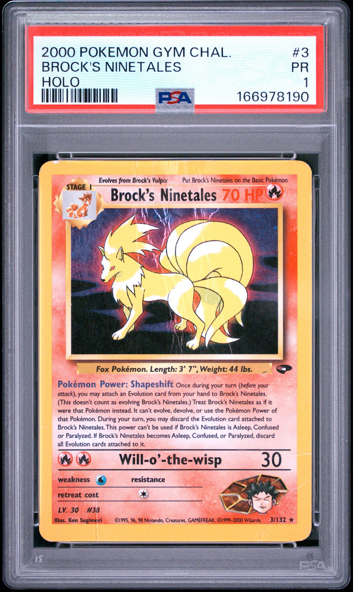 Brock's Ninetales Holo PSA 1 2000 Pokemon Gym Challenge #3 LOW POP