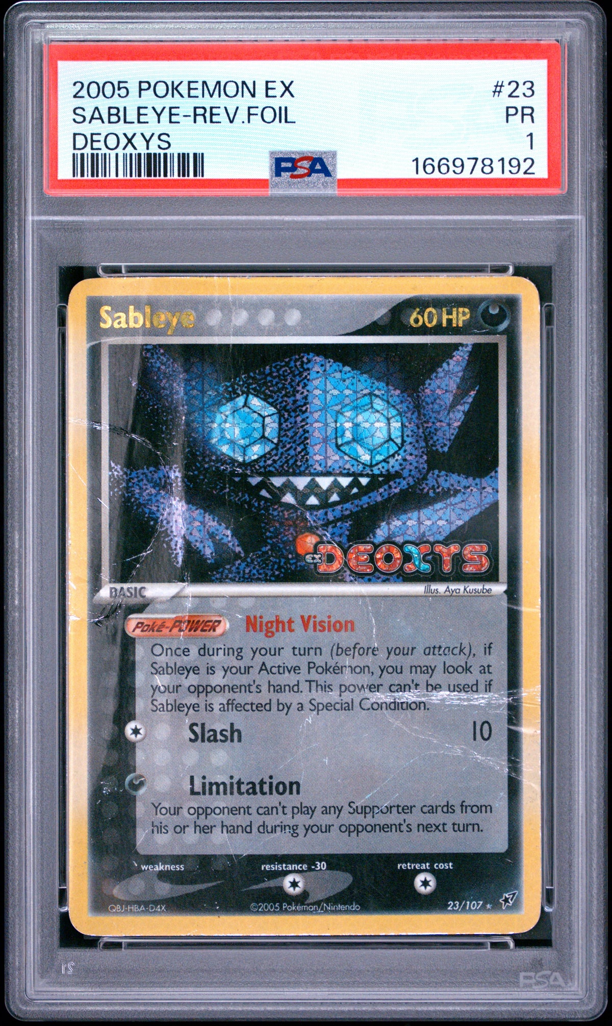 Sableye Reverse Holo PSA 1 2005 Pokemon Ex Deoxys #23 POP 11