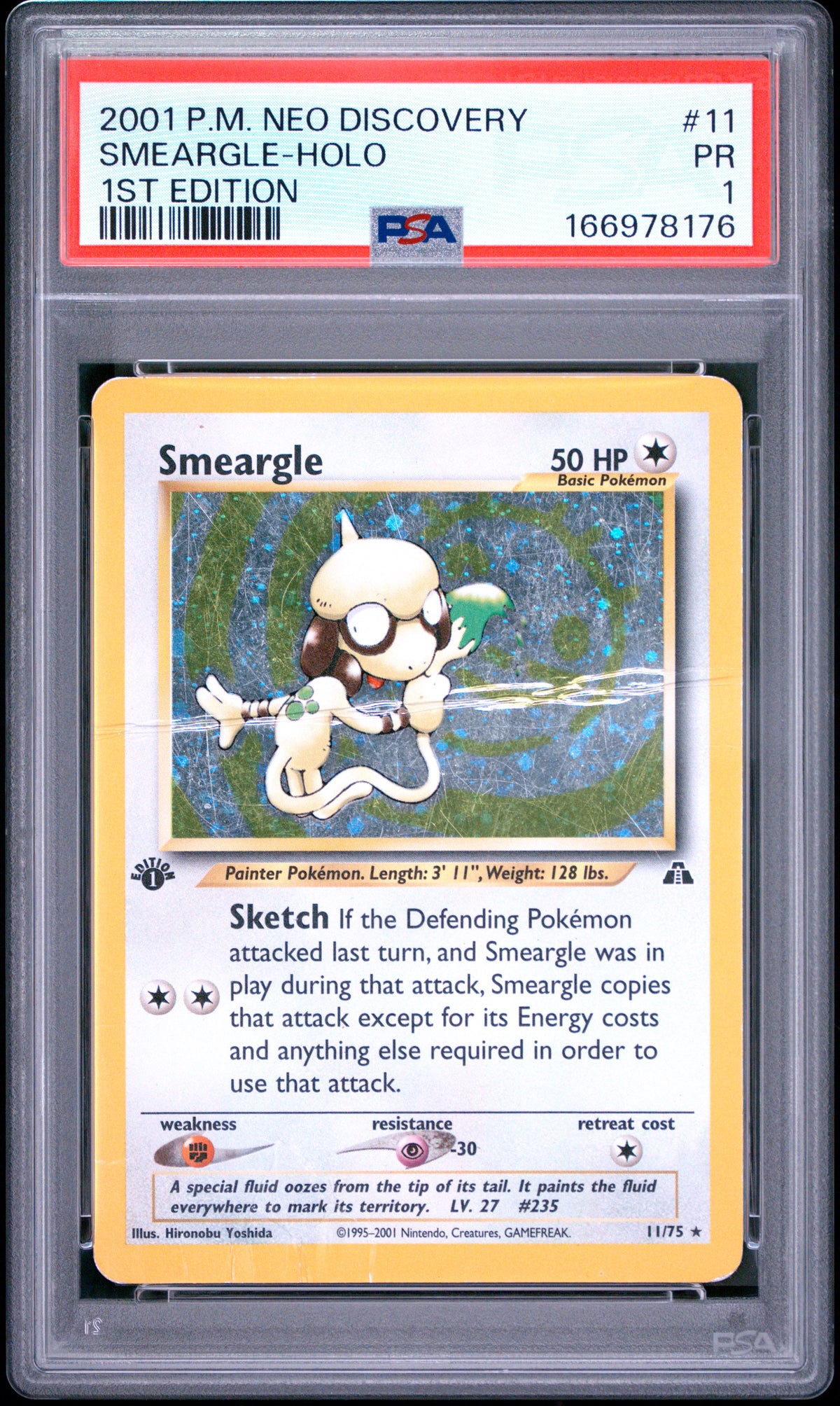 Smeargle Holo 1st Edition PSA 1 2001 Pokemon Neo Discovery #11 POP 3
