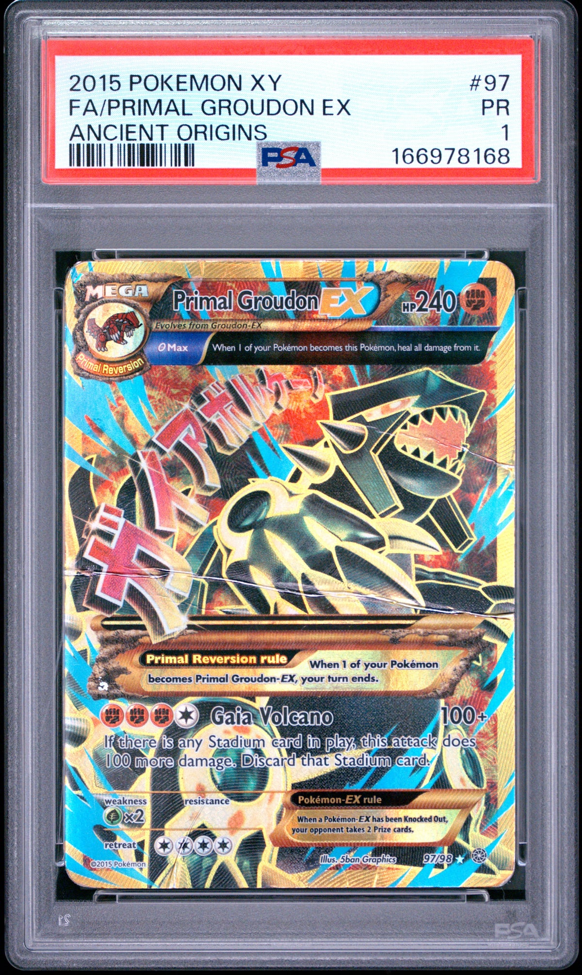 Primal Groudon EX PSA 1 2015 Pokemon Xy Ancient Origins #97