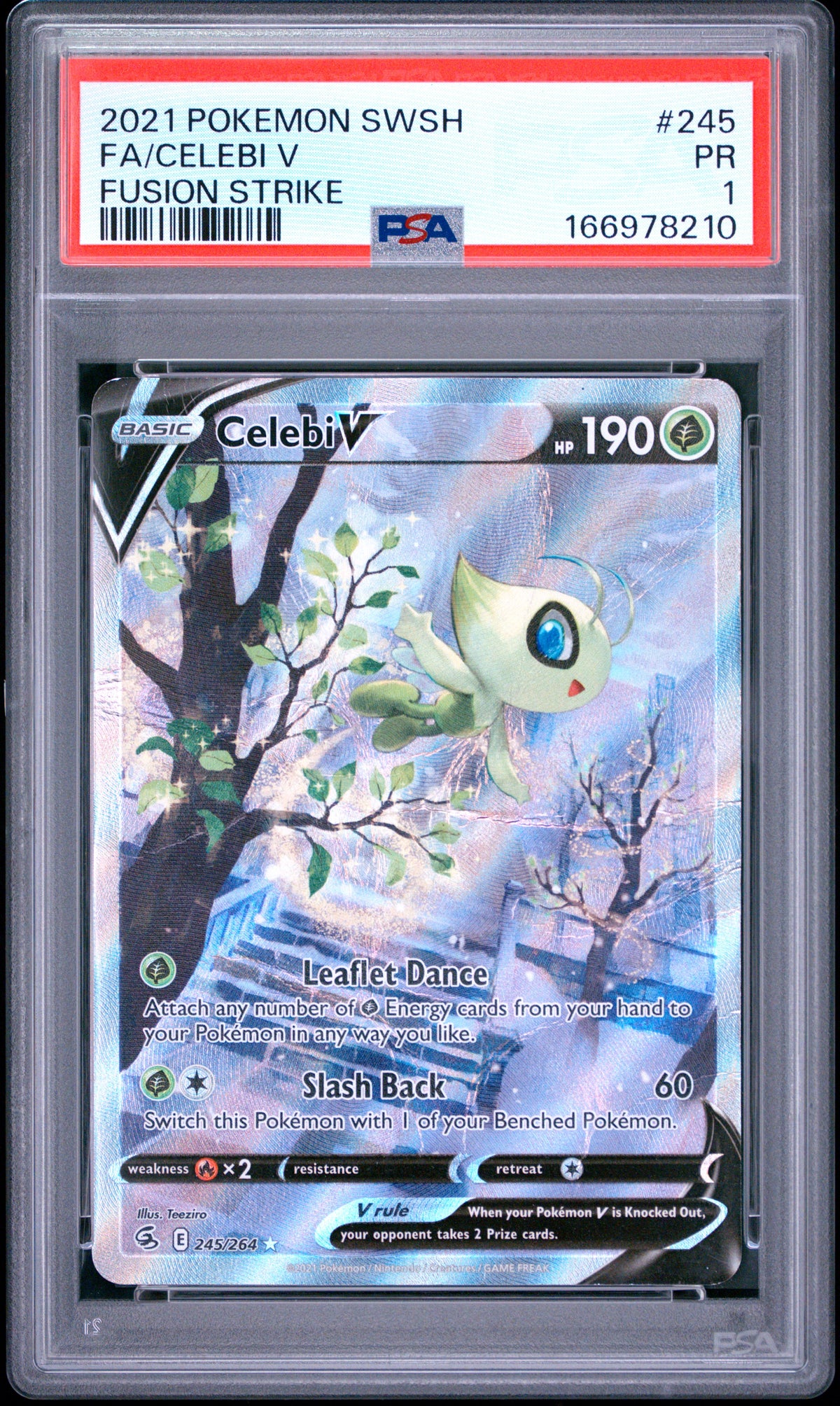 Celebi V PSA 1 2021 Pokemon Sword & Shield Fusion Strike #245 POP 14