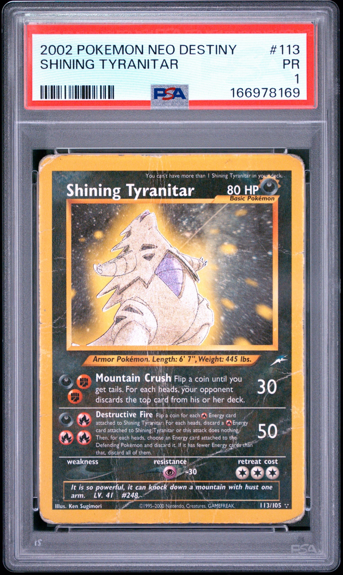 Shining Tyranitar PSA 1 2002 Pokemon Neo Destiny #113