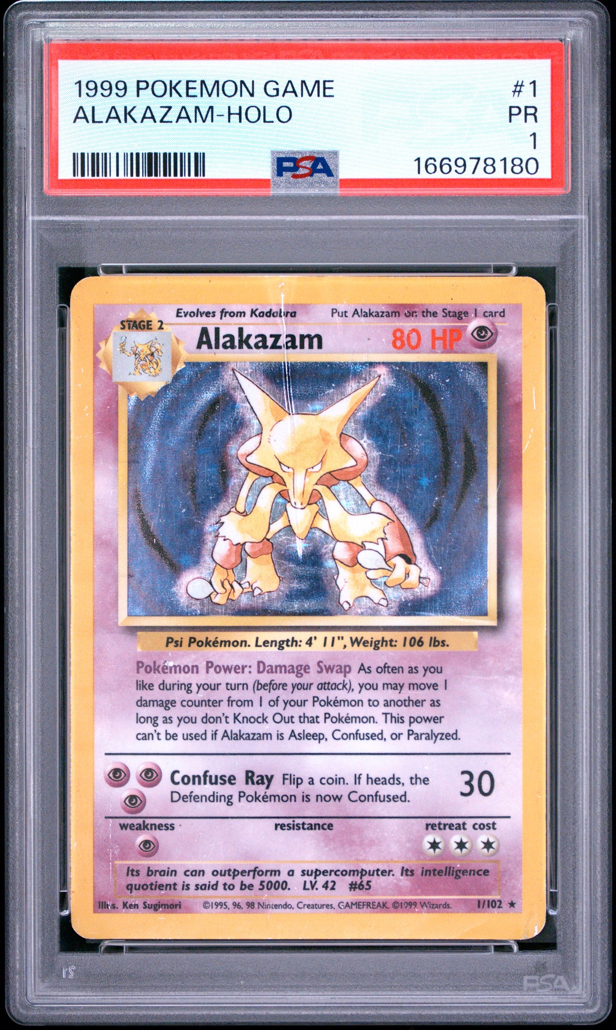 Alakazam Holo PSA 1 1999 Pokemon Game #1