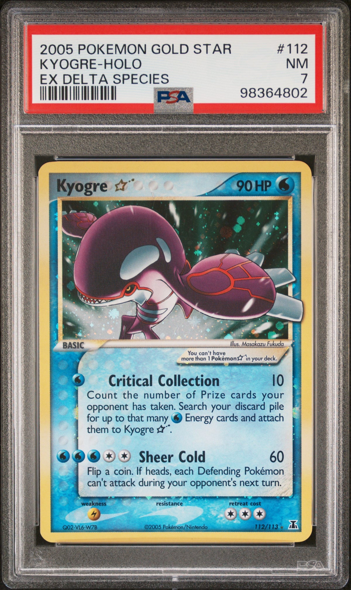 Kyogre Gold Star PSA 7 2005 Pokemon Ex Delta Species #112