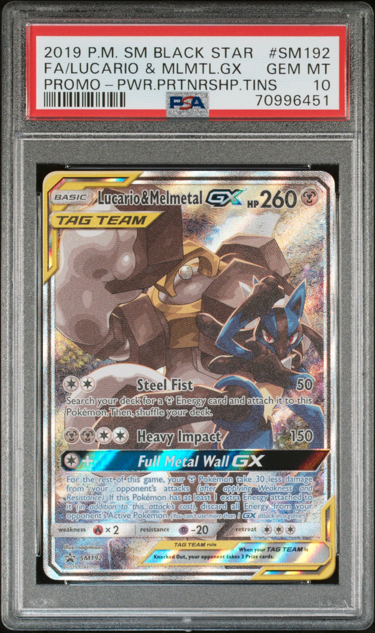 Lucario & Melmetal GX PSA 10 2019 Pokemon Sm Black Star Promo #SM192
