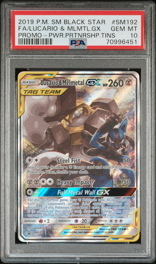Lucario & Melmetal GX PSA 10 2019 Pokemon Sm Black Star Promo #SM192