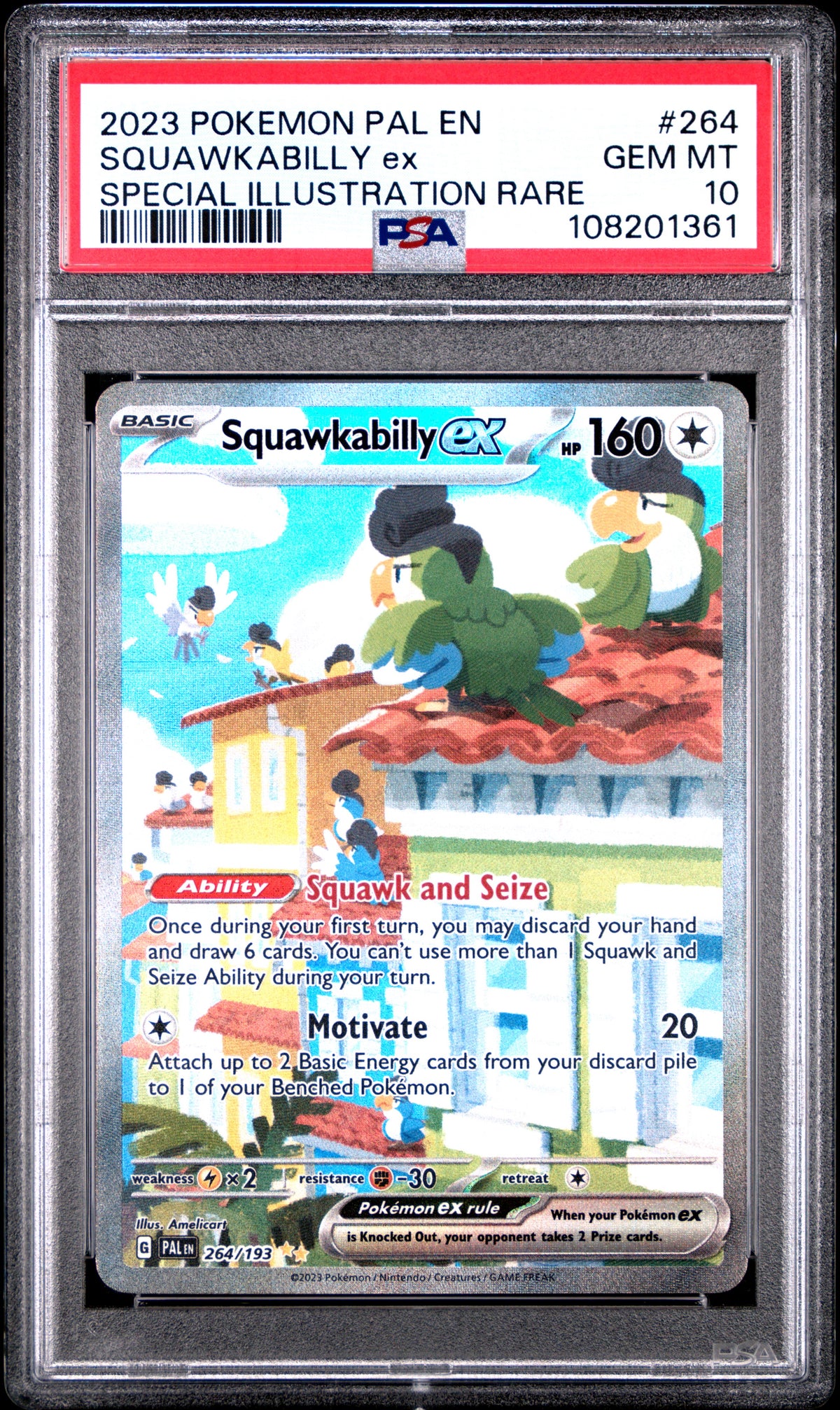 Squawkabilly ex PSA 10 2023 Pokemon En Paldea Evolved #264