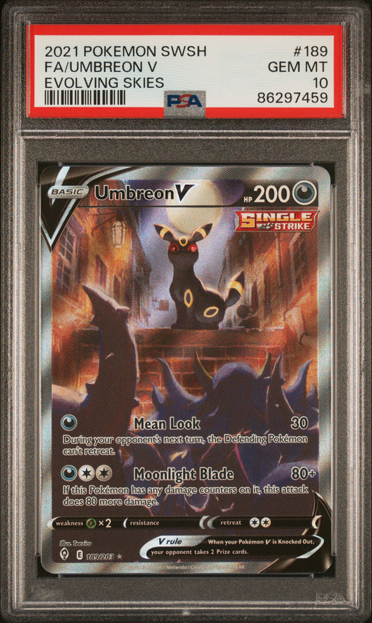 Umbreon V PSA 10 2021 Pokemon Swsh Evolving Skies #189