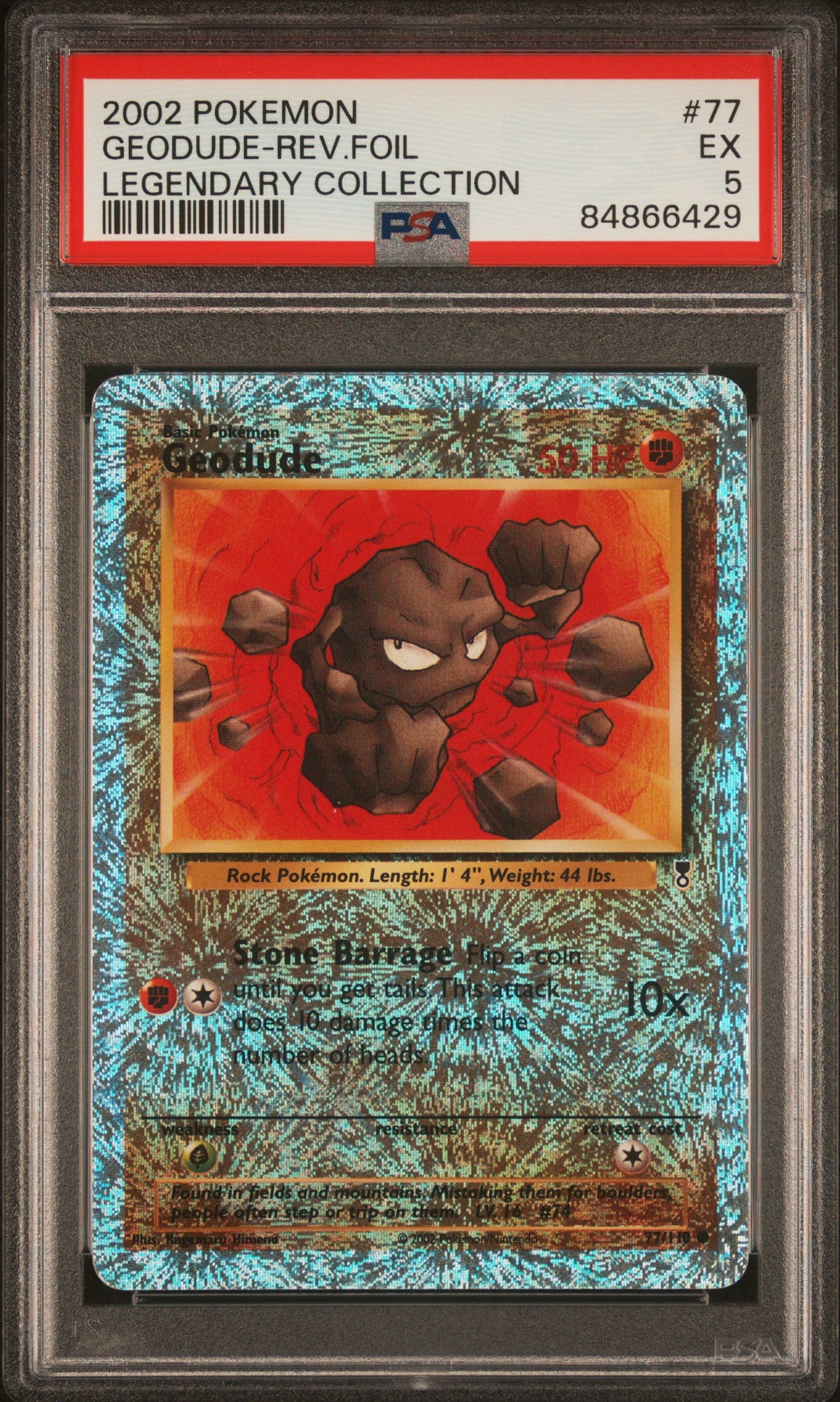 Geodude Reverse Holo PSA 5 2002 Pokemon Legendary Collection #77