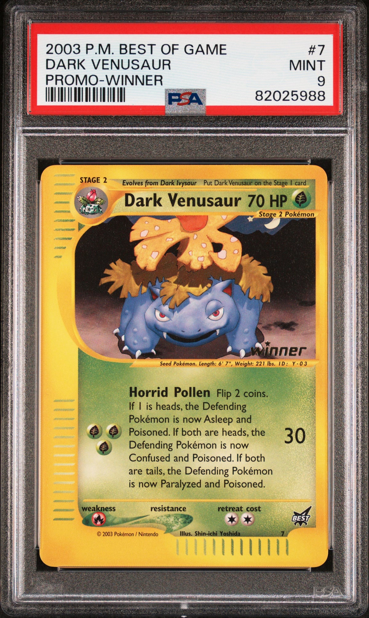 Dark Venusaur Promo Winner PSA 9 2003 Pokemon Best Of Game Promo #7