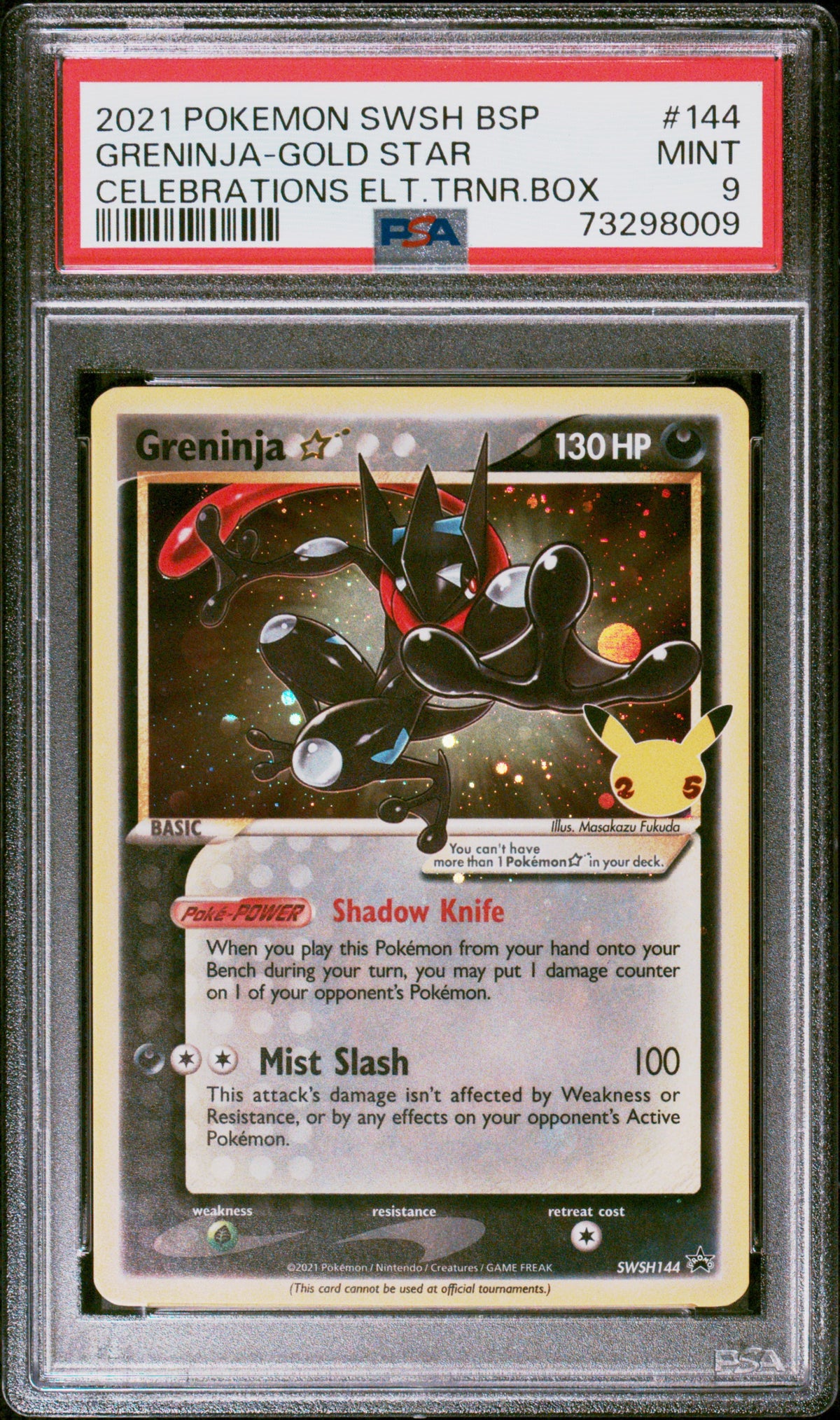 Greninja Gold Star Celebrations ETB PSA 9 2021 Swsh Black Star Promo #144