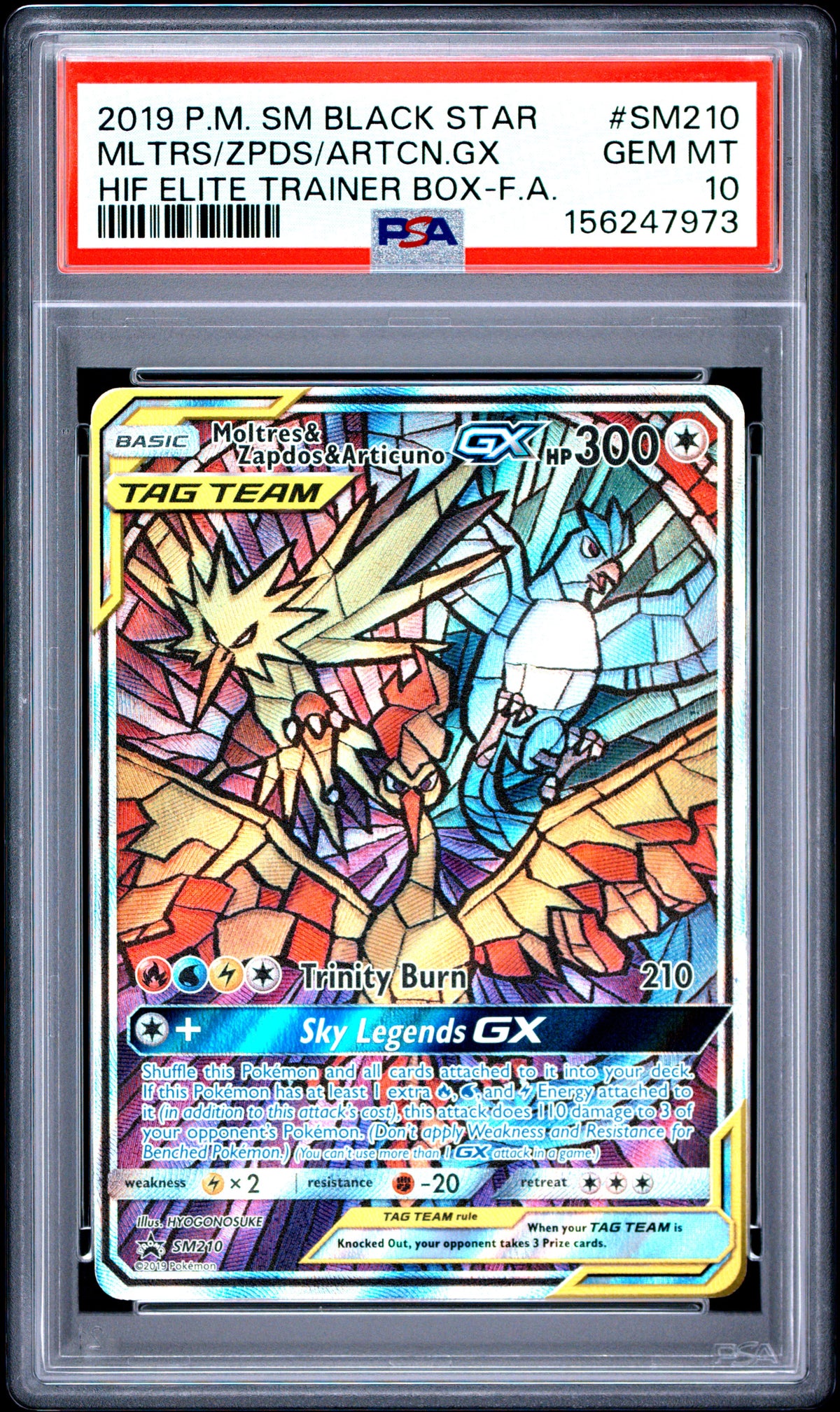 Moltres & Zapdos & Articuno GX PSA 10 2019 Pokemon Sm Black Star Promo #SM210