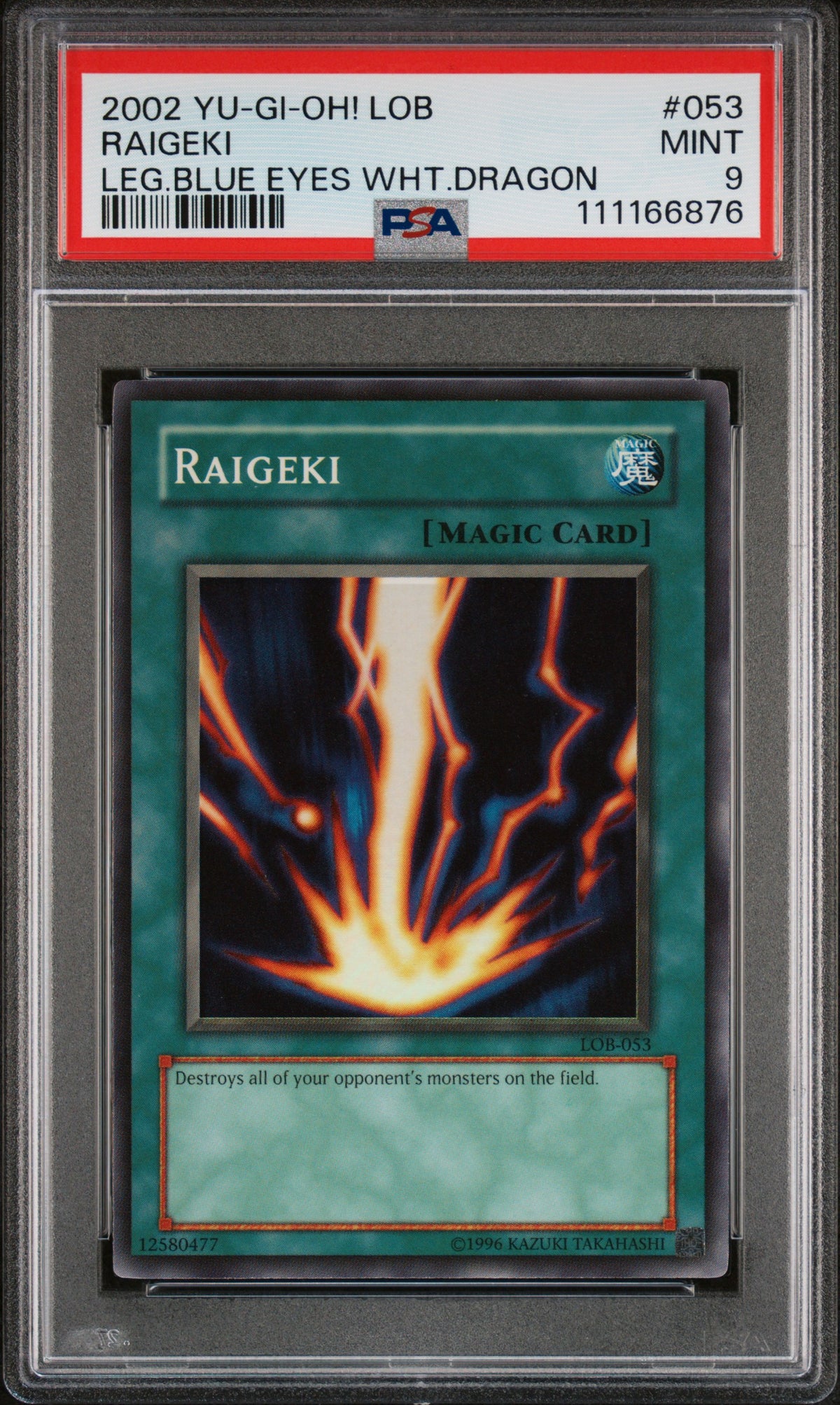 Raigeki PSA 9 2002 Yu-Gi-Oh! Legend Of Blue Eyes White Dragon #053