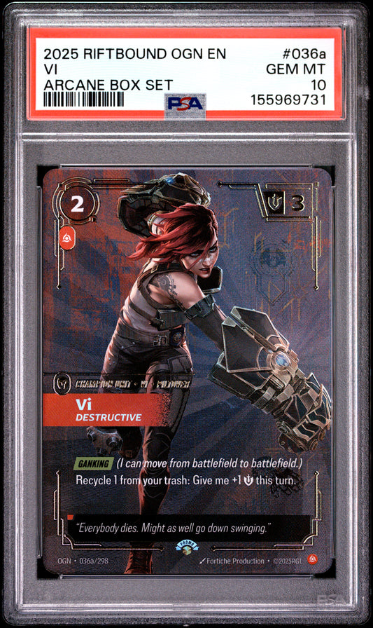 Vi Arcane Box Set PSA 10 2025 Riftbound: League Of Legends Origins #036a