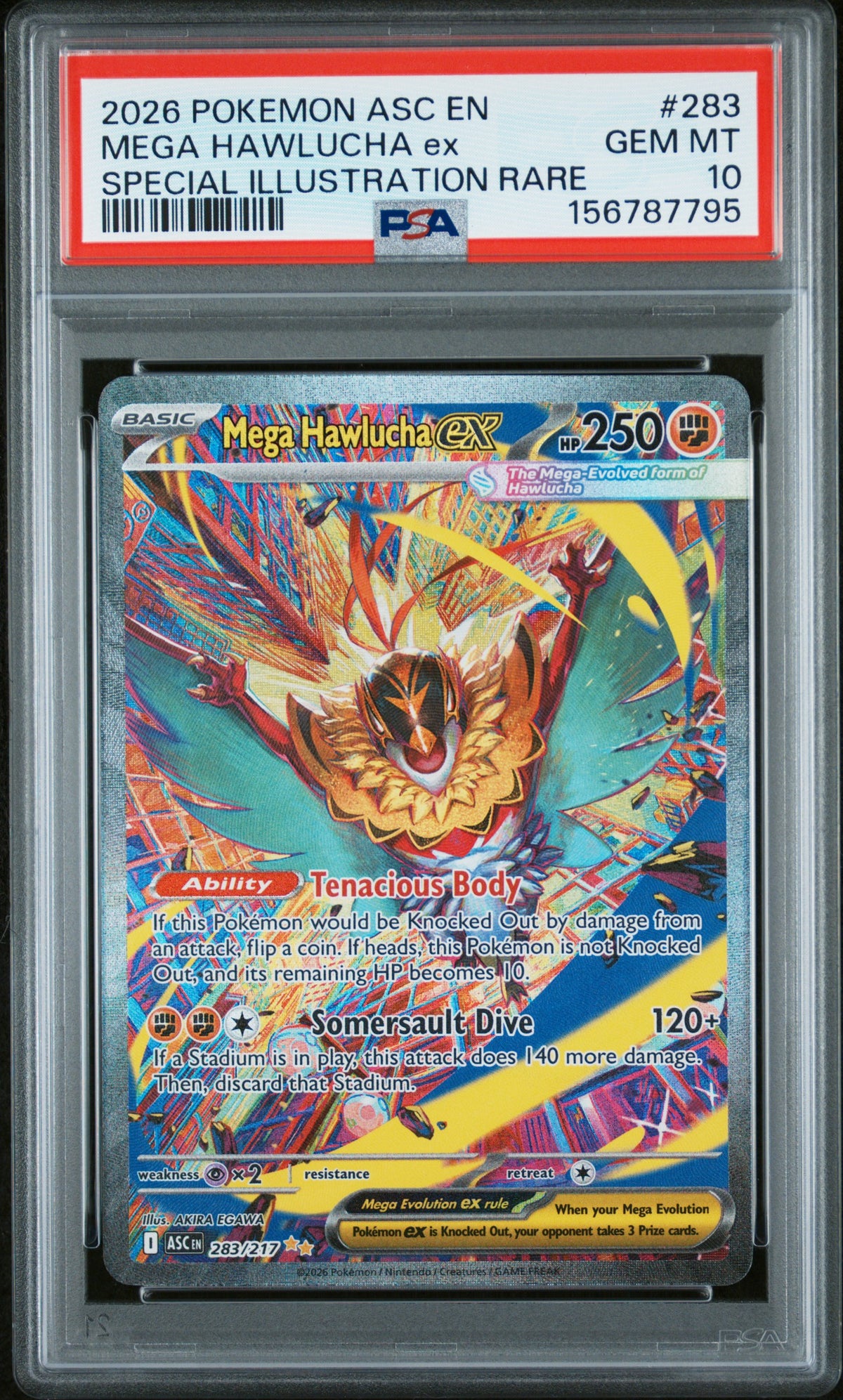 Mega Hawlucha ex PSA 10 2026 Pokemon En Ascended Heroes #283