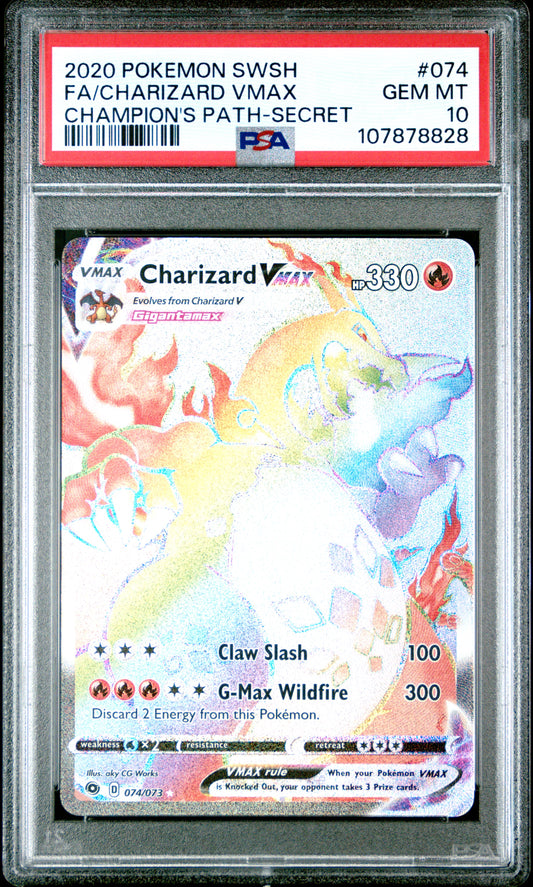 Charizard VMAX Secret PSA 10 2020 Pokemon Sword & Shield Champion's Path #074
