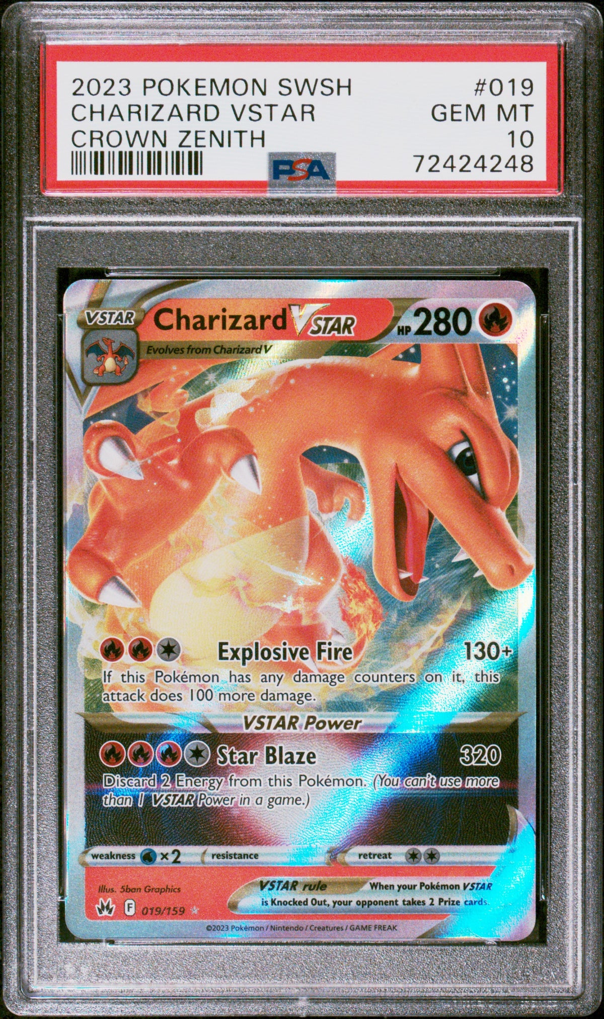 Charizard Vstar PSA 10 2023 Pokemon Sword And Shield Crown Zenith #019