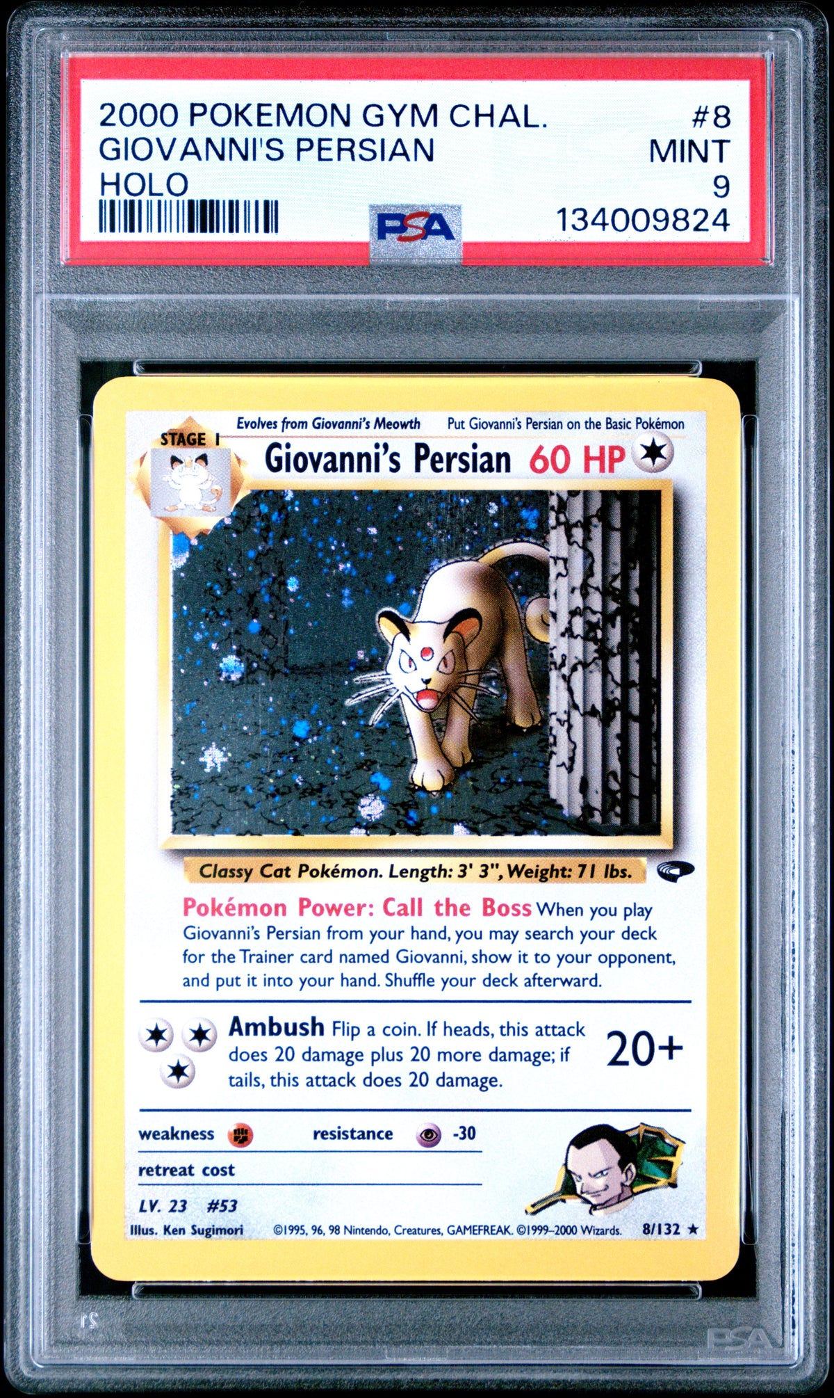 Giovanni's Persian Holo PSA 9 2000 Pokemon Gym Challenge #8