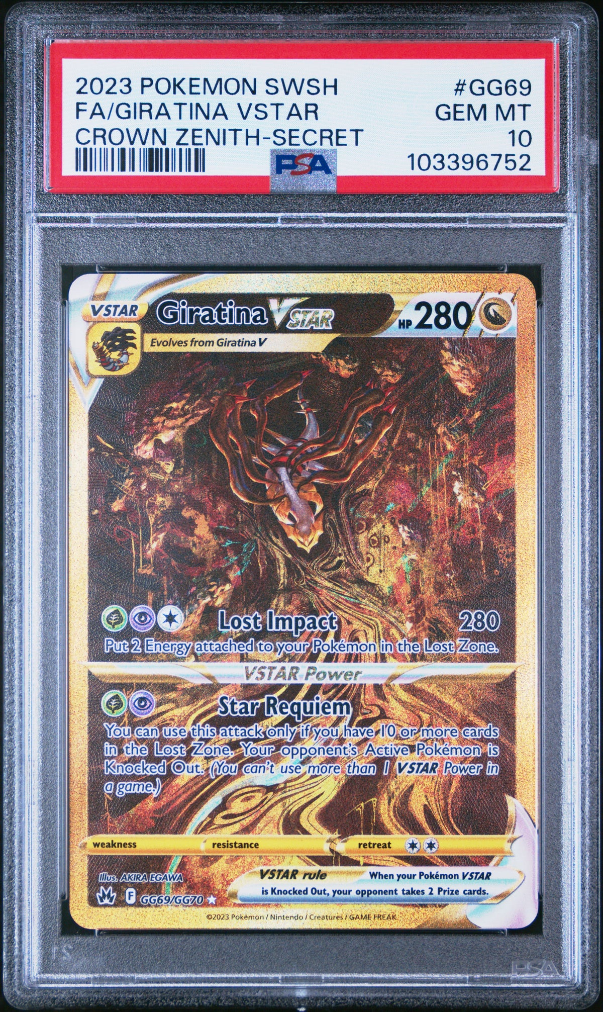 Giratina Vstar Secret PSA 10 2023 Pokemon Swsh Crown Zenith #GG69
