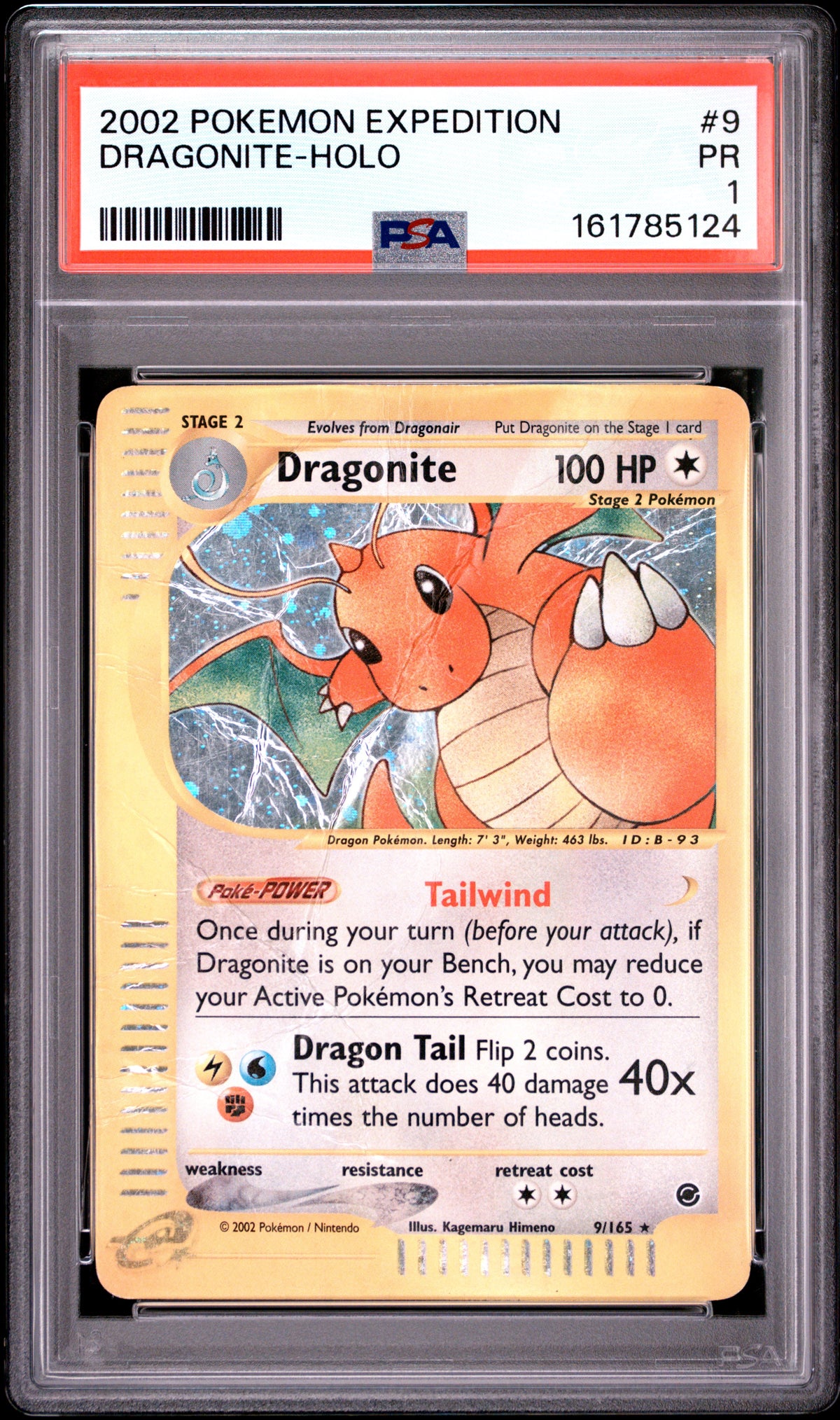 Dragonite Holo PSA 1 2002 Pokemon Expedition #9