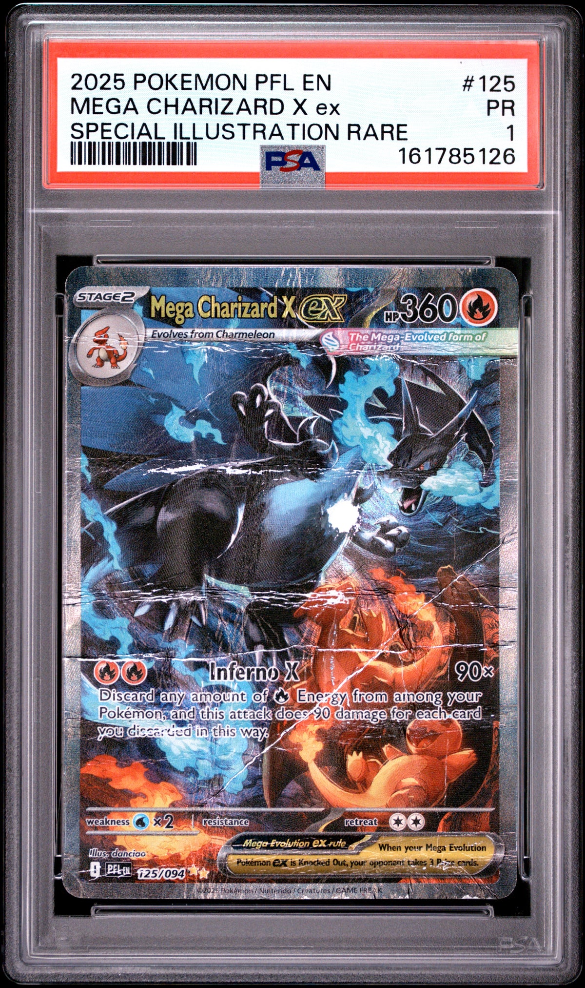 Mega Charizard X ex PSA 1 2025 Pokemon Pfl En-Phantasmal Flames #125