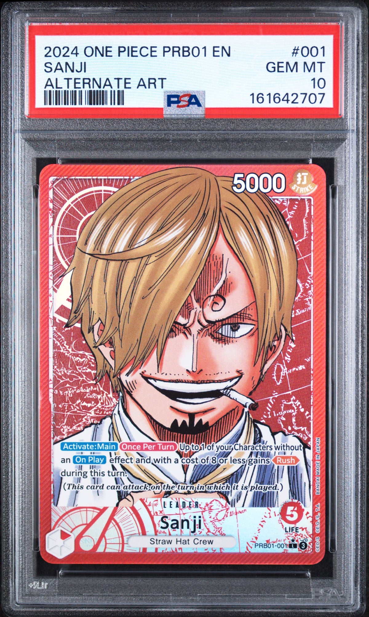 Sanji Alternate Art PSA 10 2024 One Piece Prb01 One Piece Card The Best #001