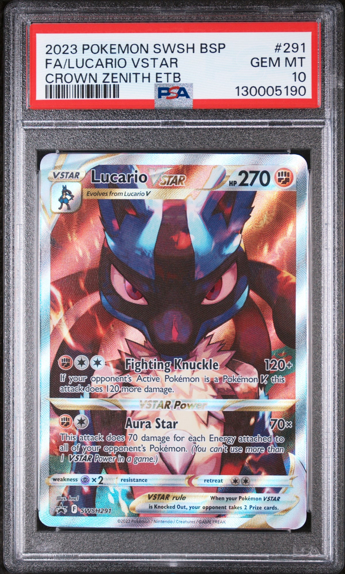 Lucario VSTAR PSA 10 2023 Pokemon Swsh Black Star Promo #291