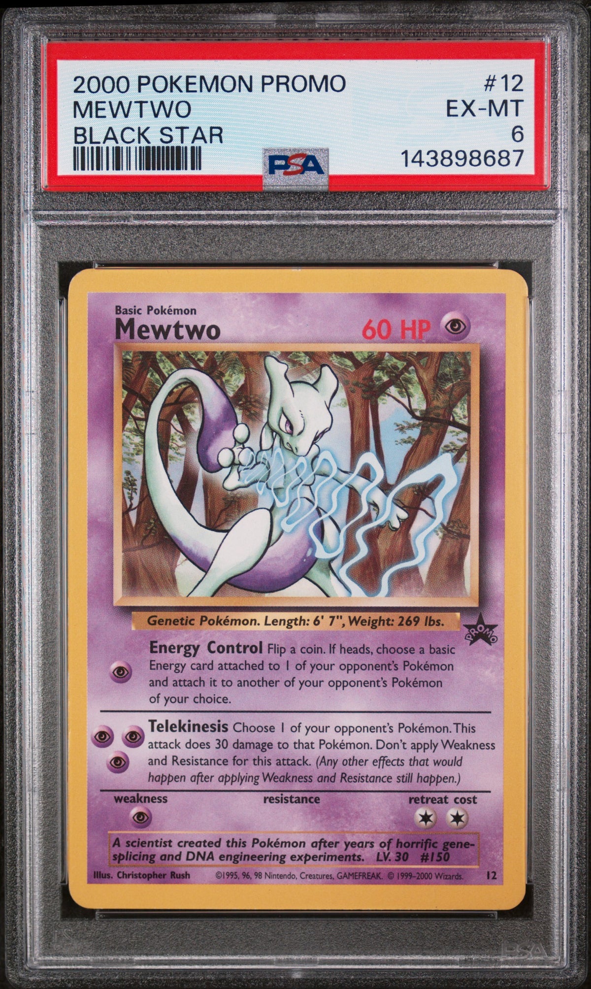 Mewtwo Black Star PSA 6 2000 Pokemon Black Star Promo #12