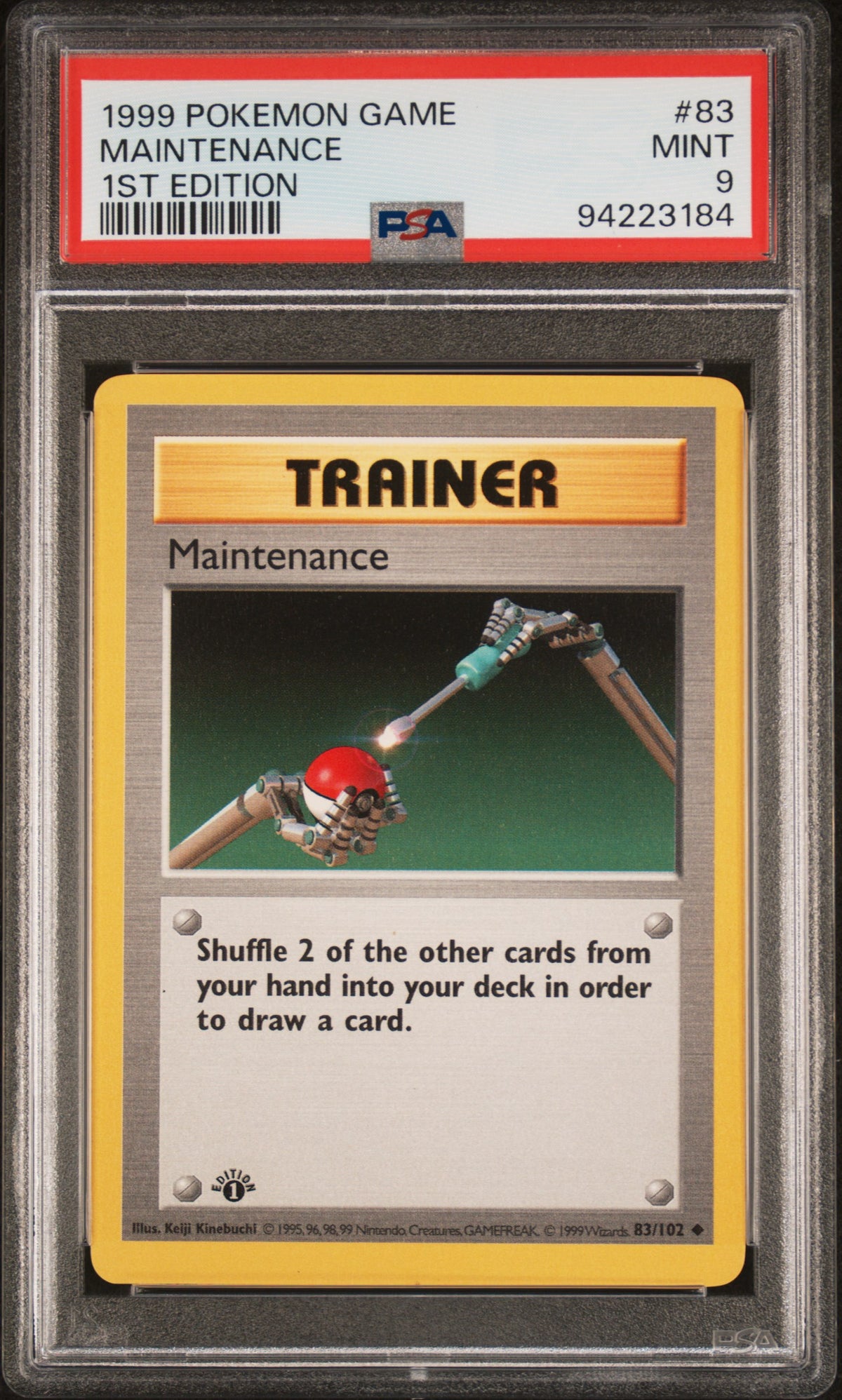 Maintenance 1st Edition PSA 9 1999 Pokemon Base Set Shadowless #83