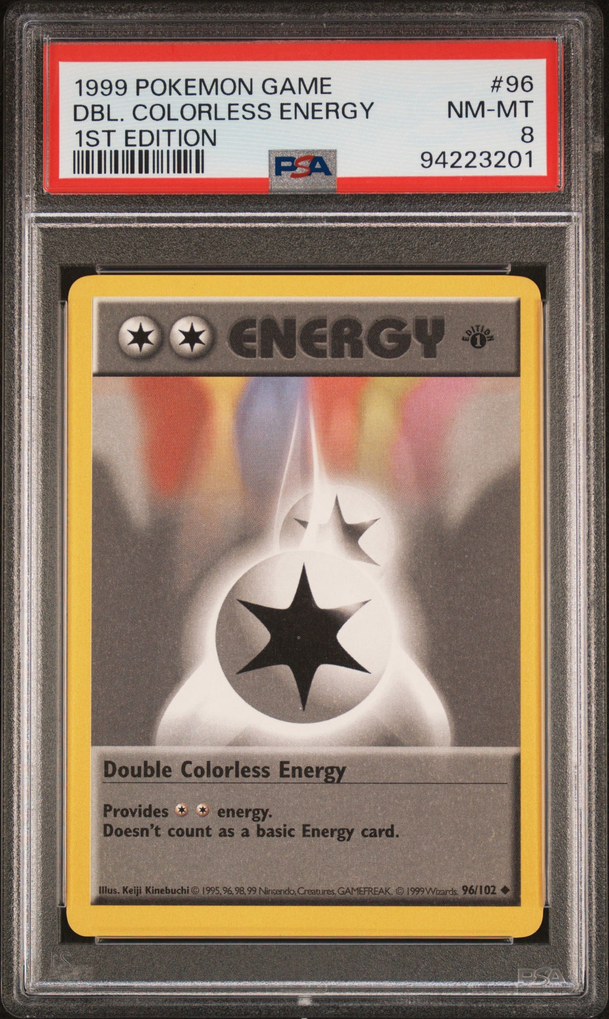 Double Colorless Energy 1st Edition PSA 8 1999 Pokemon Base Set Shadowless #96