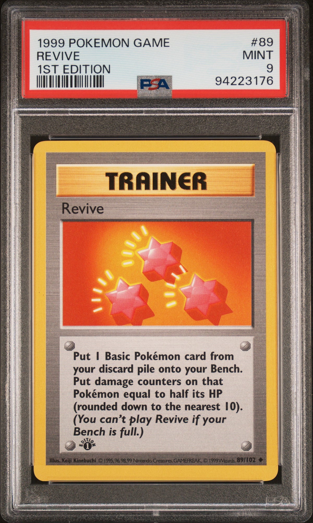 Revive 1st Edition PSA 9 1999 Pokemon Base Set Shadowless #89