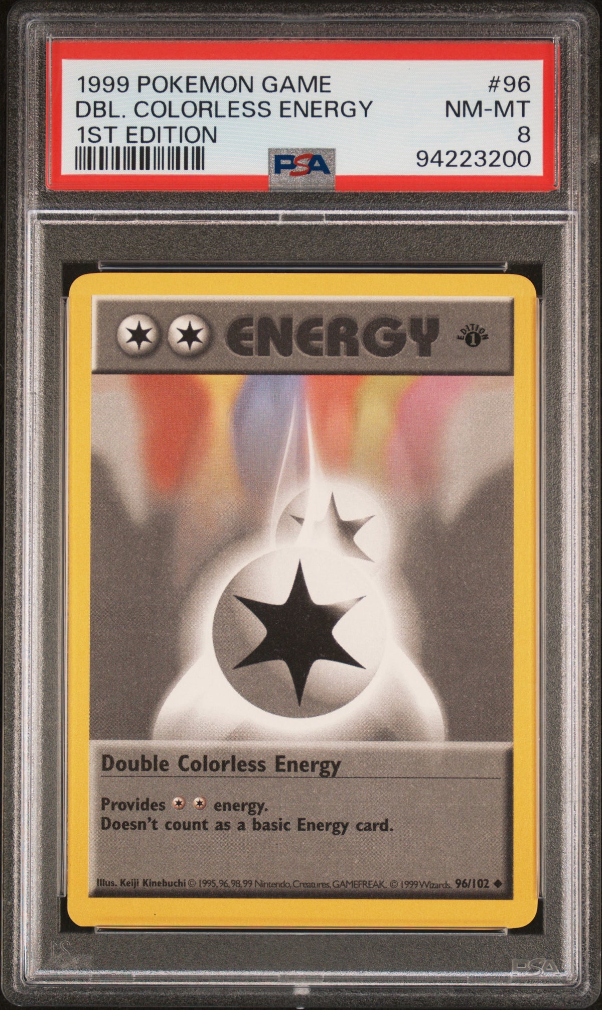Double Colorless Energy 1st Edition PSA 8 1999 Pokemon Base Set Shadowless #96