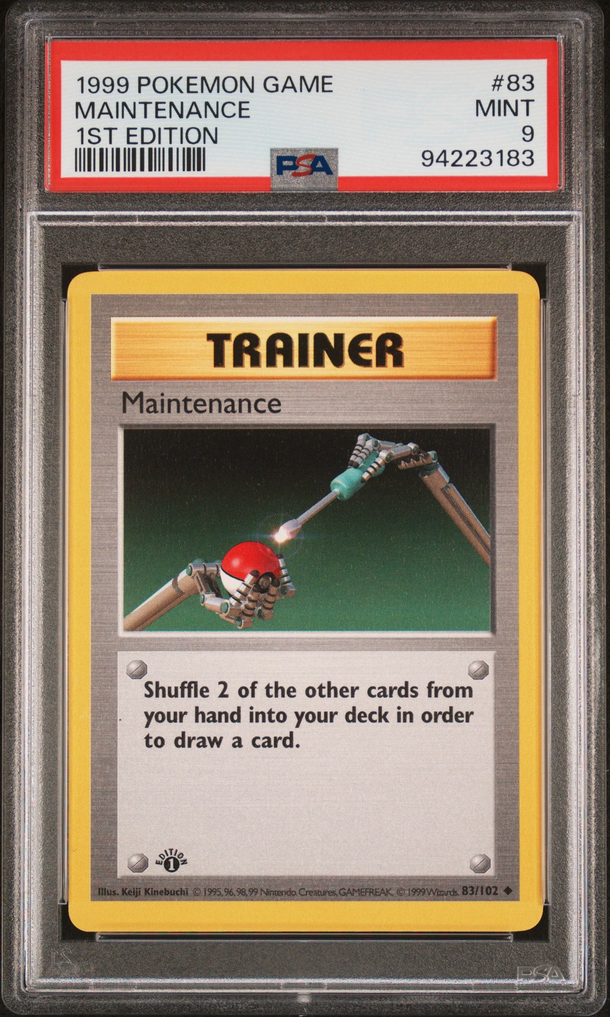 Maintenance 1st Edition PSA 9 1999 Pokemon Base Set Shadowless #83