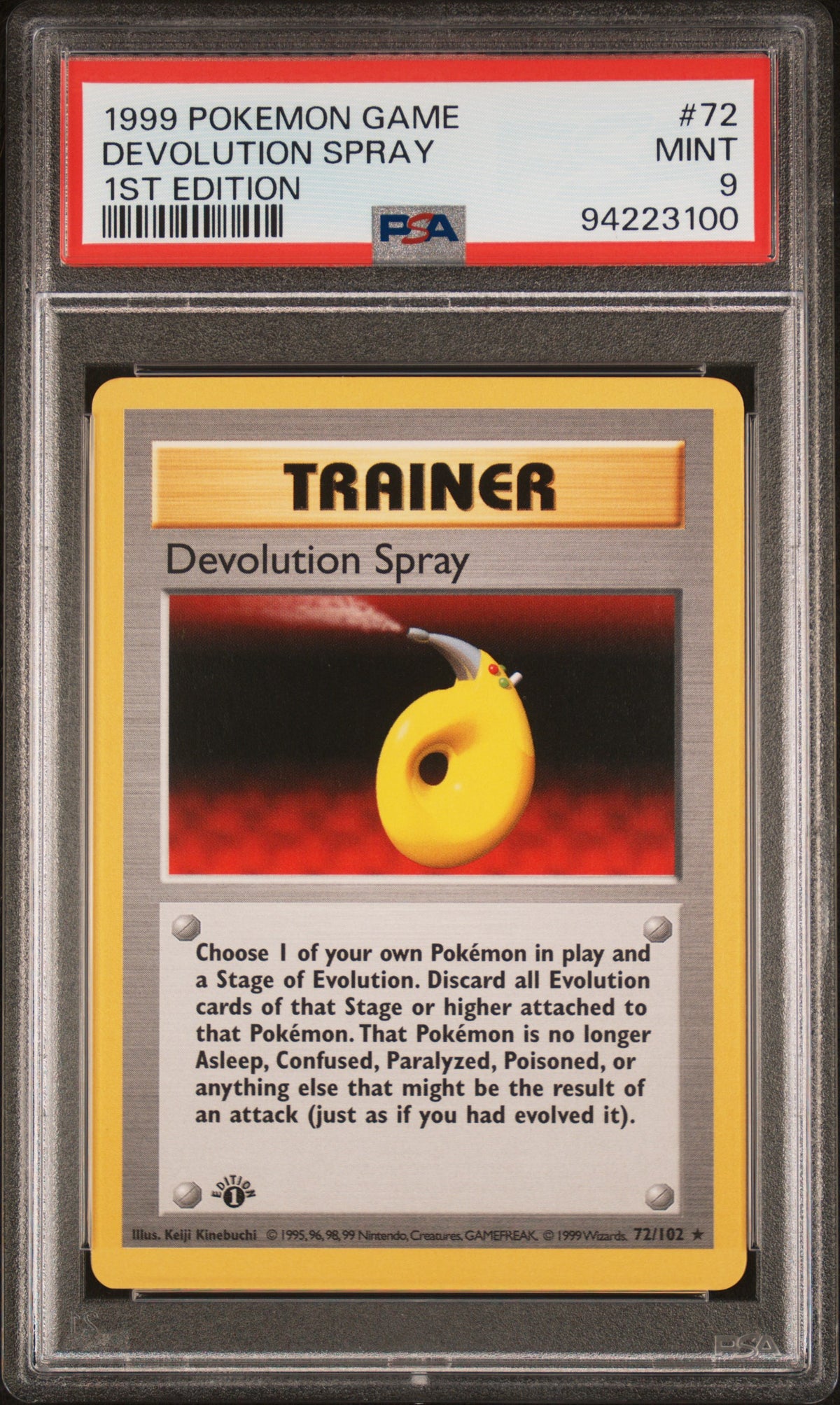 Devolution Spray 1st Edition PSA 9 1999 Pokemon Base Set Shadowless #72
