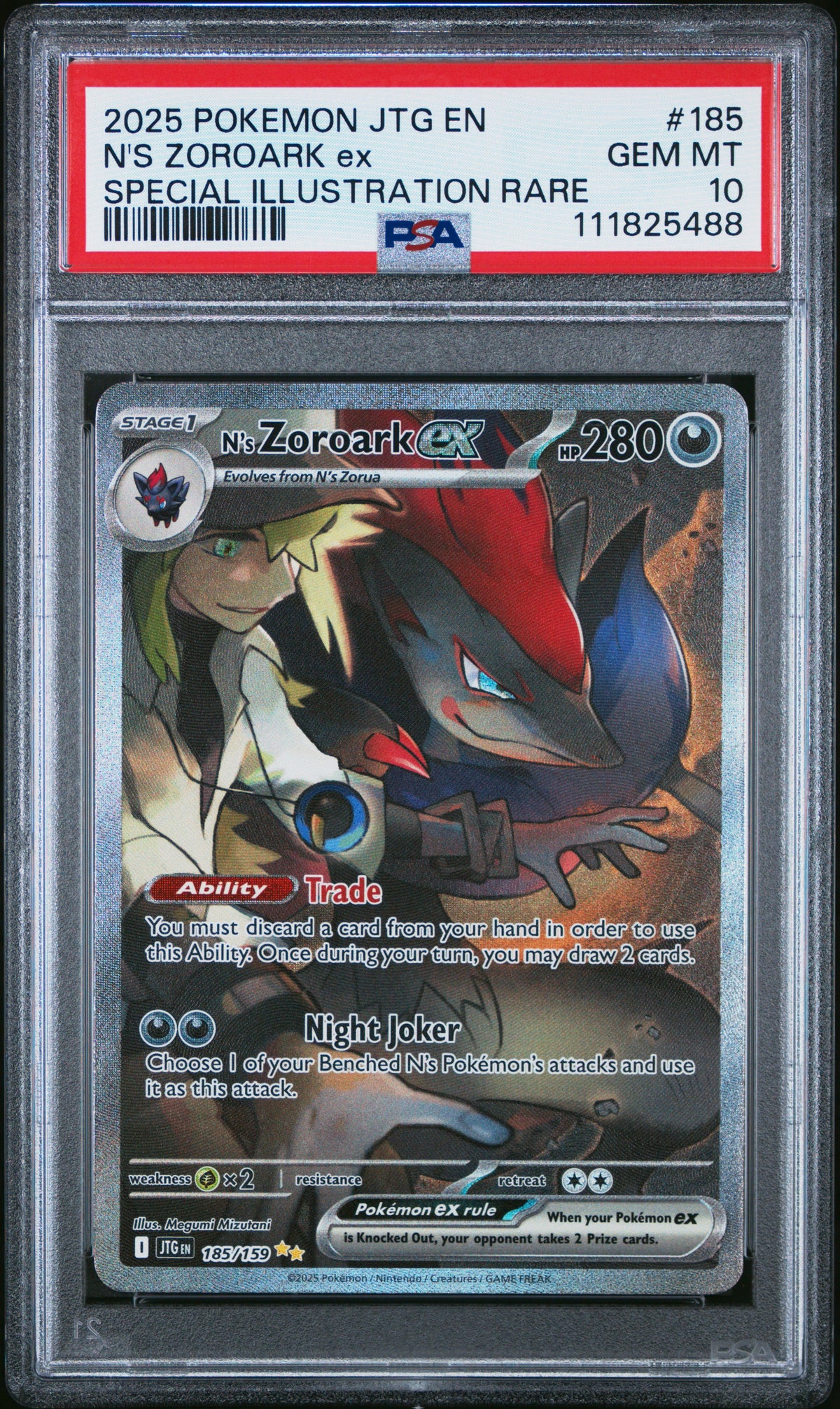 N's Zoroark ex PSA 10 2025 Pokemon En Journey Together #185