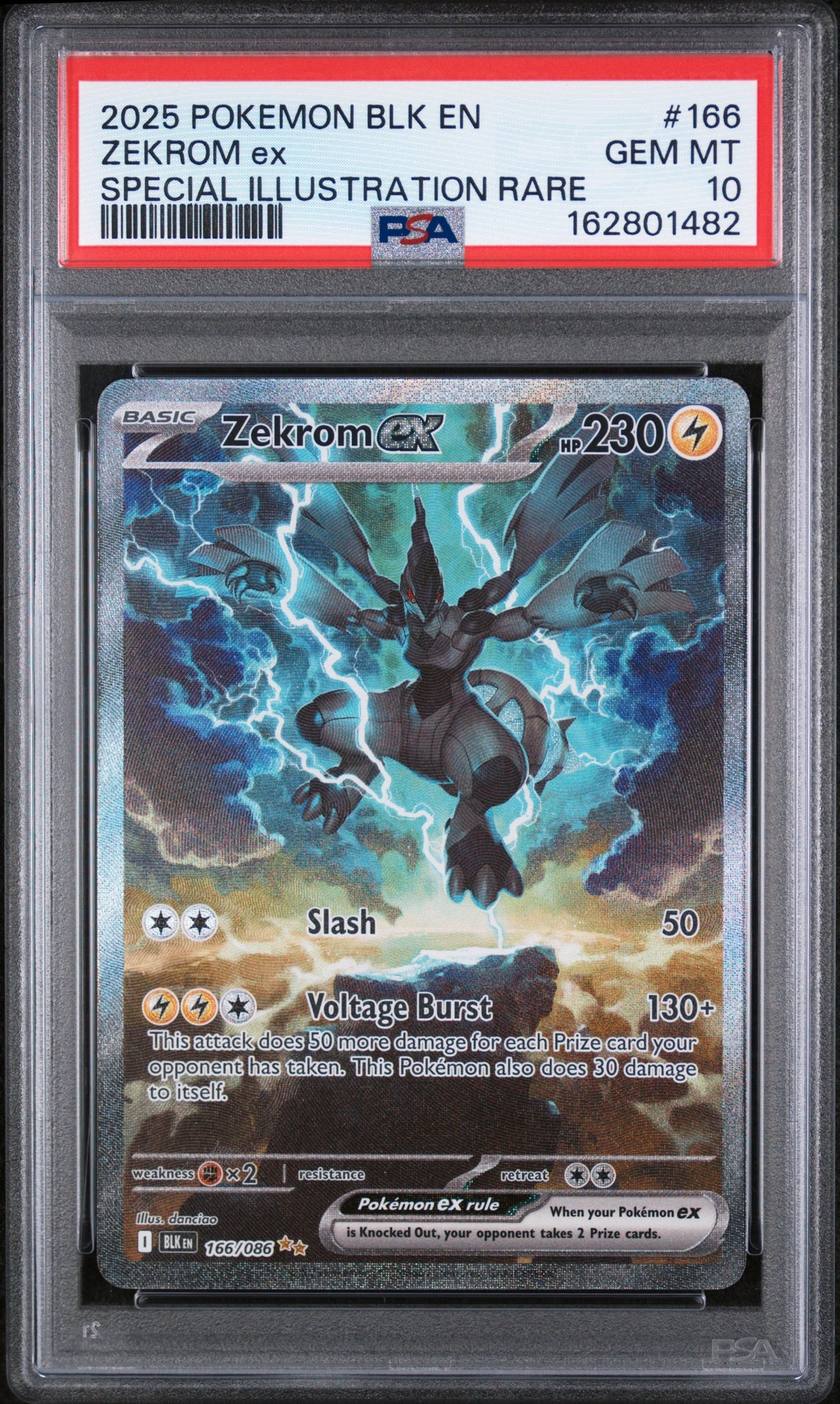 Zekrom ex PSA 10 2025 Pokemon En Black Bolt #166